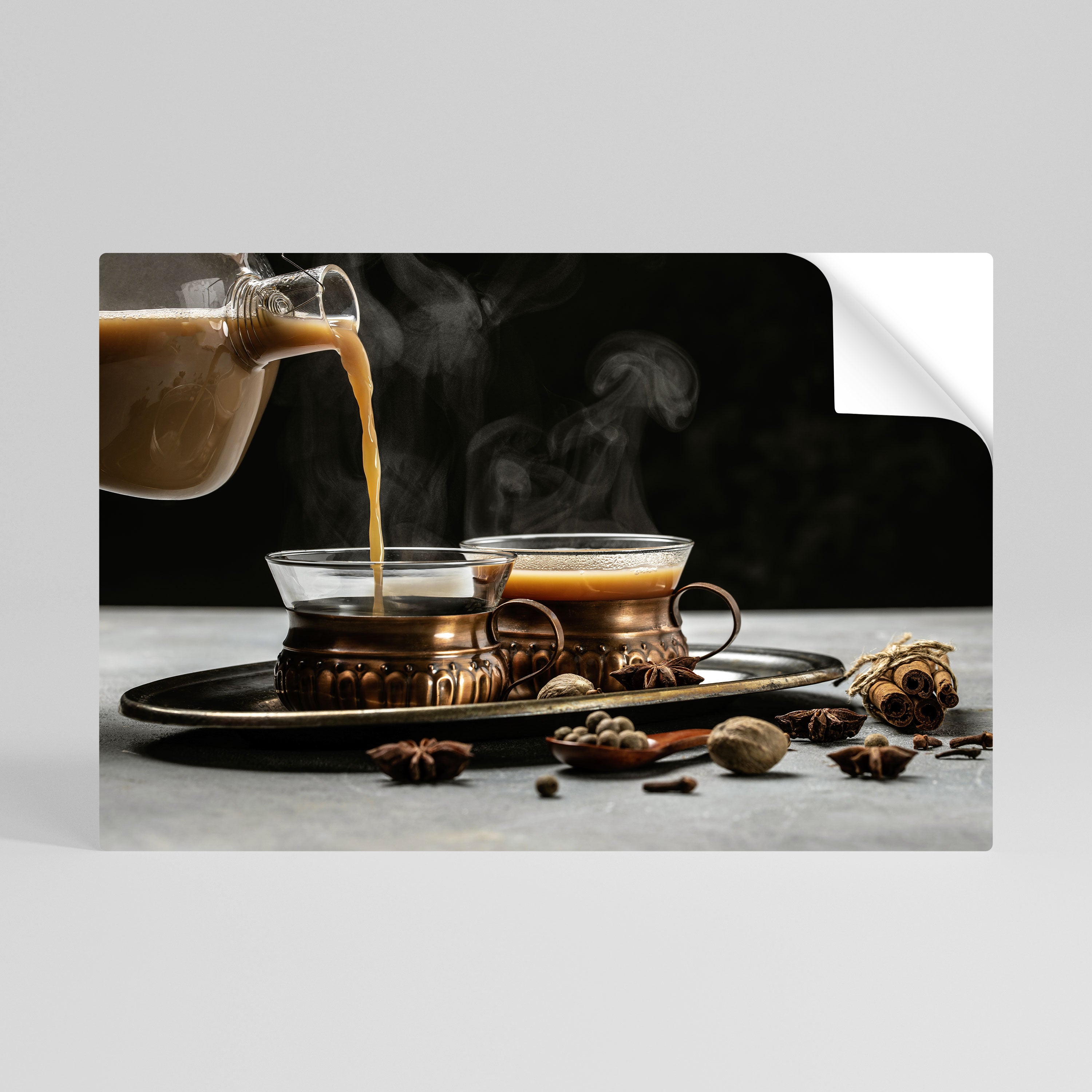STEAMING SIPS OF SERENITY Póster Autocolante Horizontal