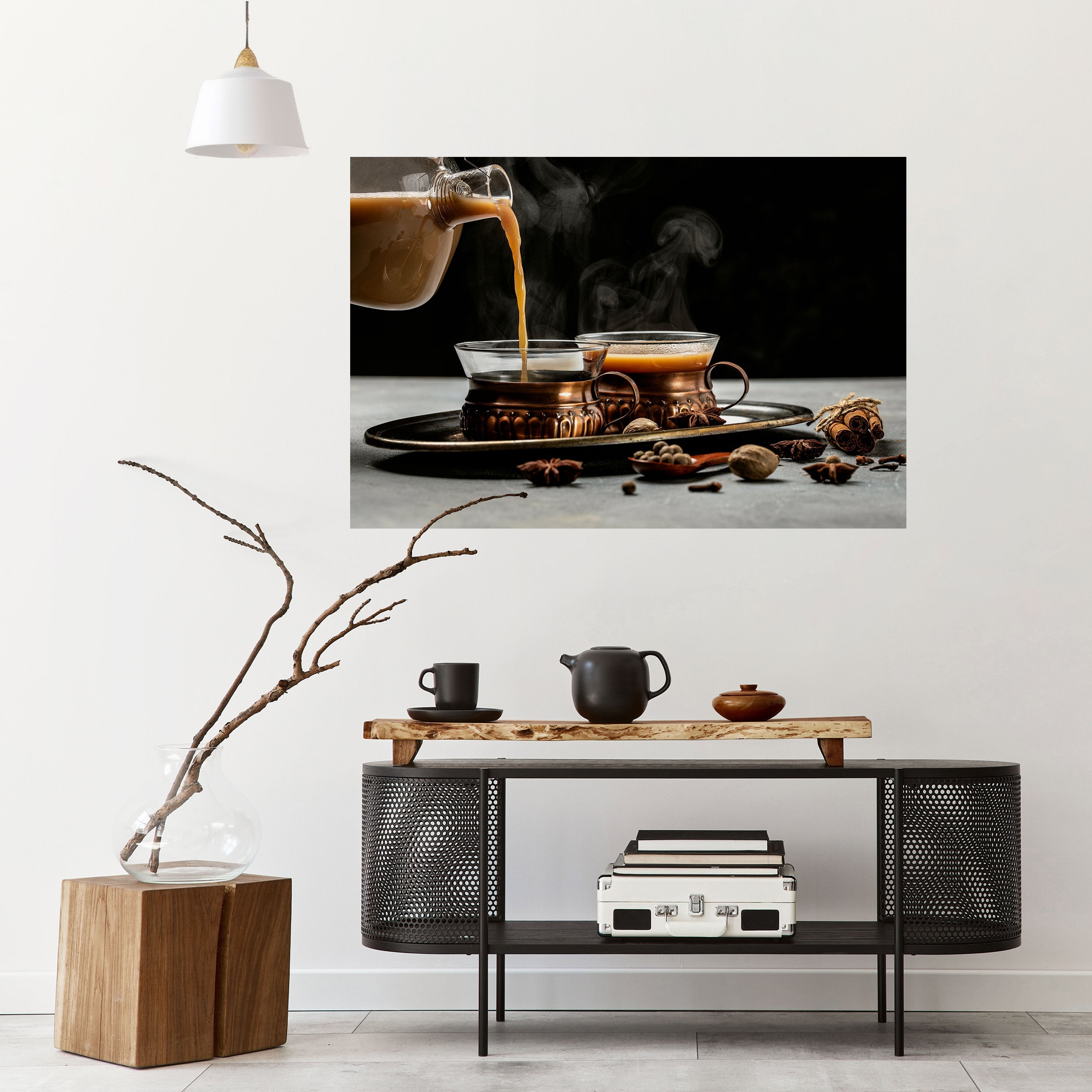 STEAMING SIPS OF SERENITY Peel and Stick Horizontal Poster