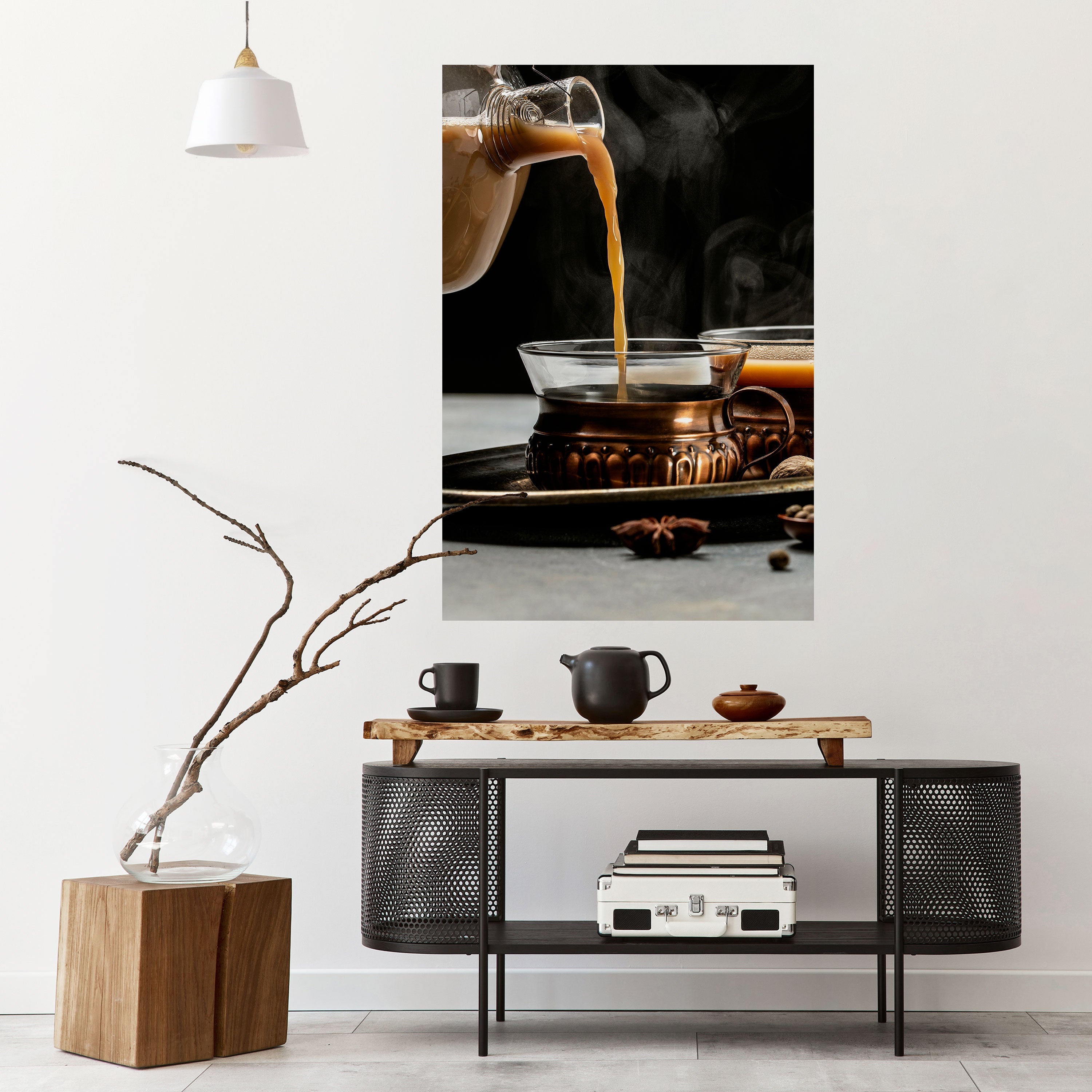 STEAMING SIPS OF SERENITY Peel and Stick Vertical Poster