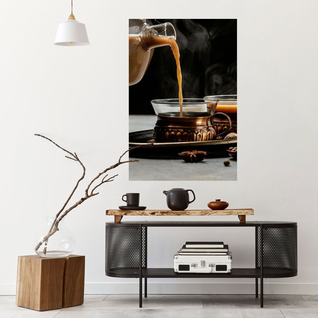 STEAMING SIPS OF SERENITY Peel and Stick Vertical Poster