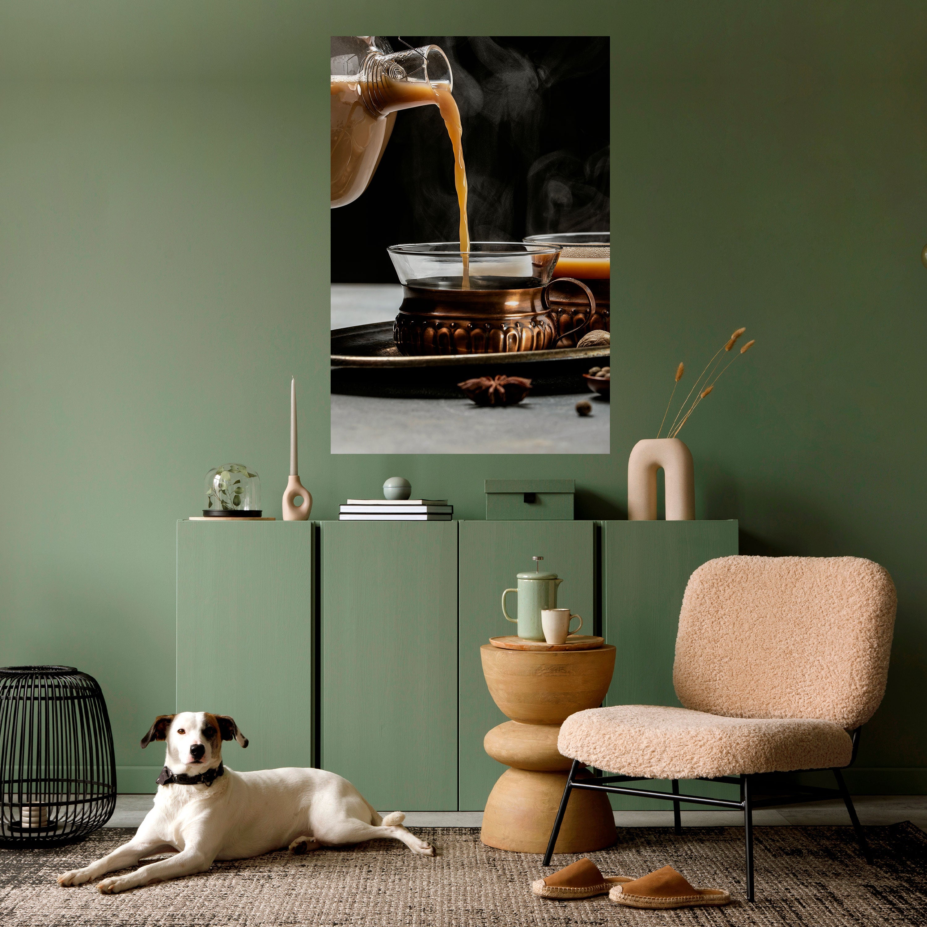 STEAMING SIPS OF SERENITY Peel and Stick Vertical Poster