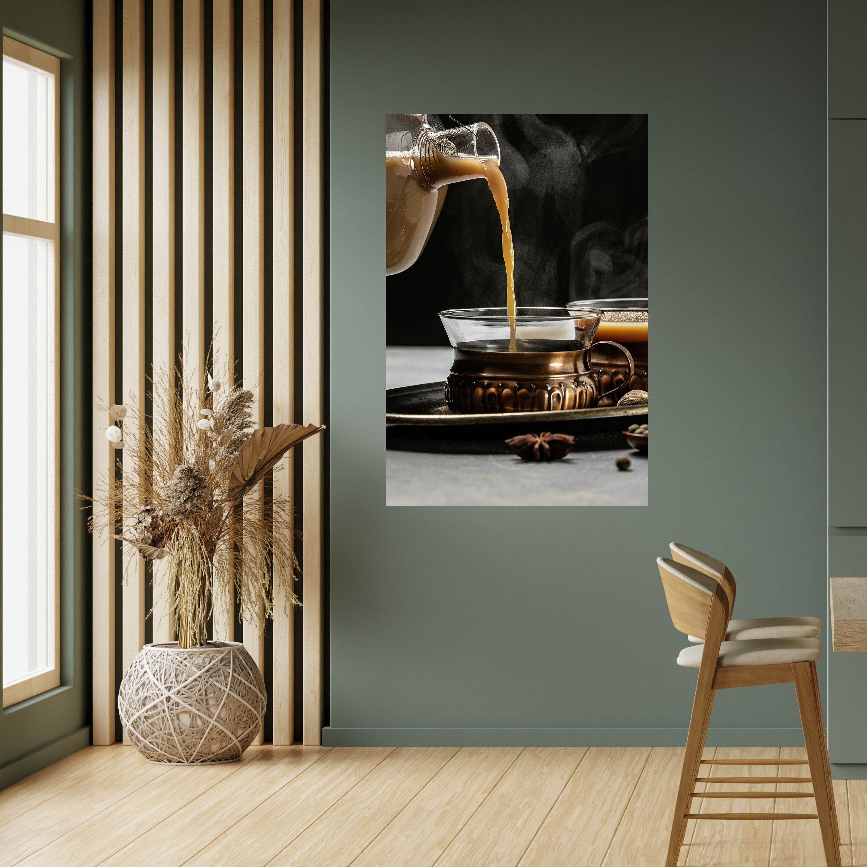 STEAMING SIPS OF SERENITY Peel and Stick Vertical Poster