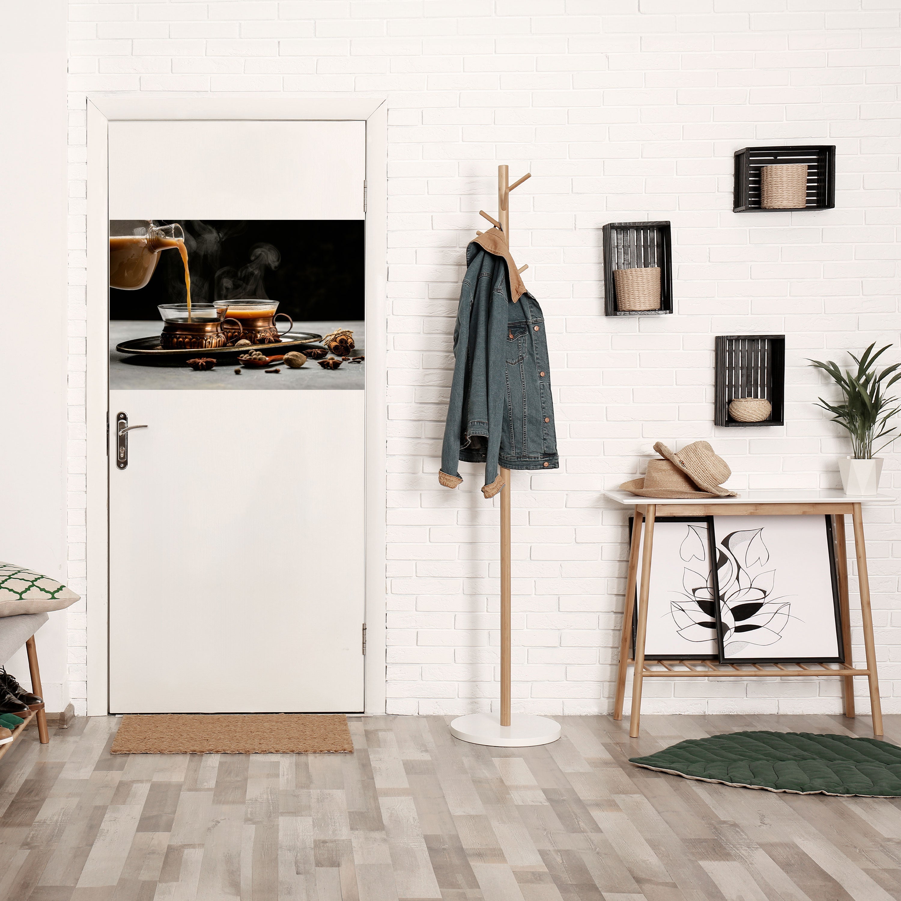 STEAMING SIPS OF SERENITY Peel and Stick Horizontal Poster