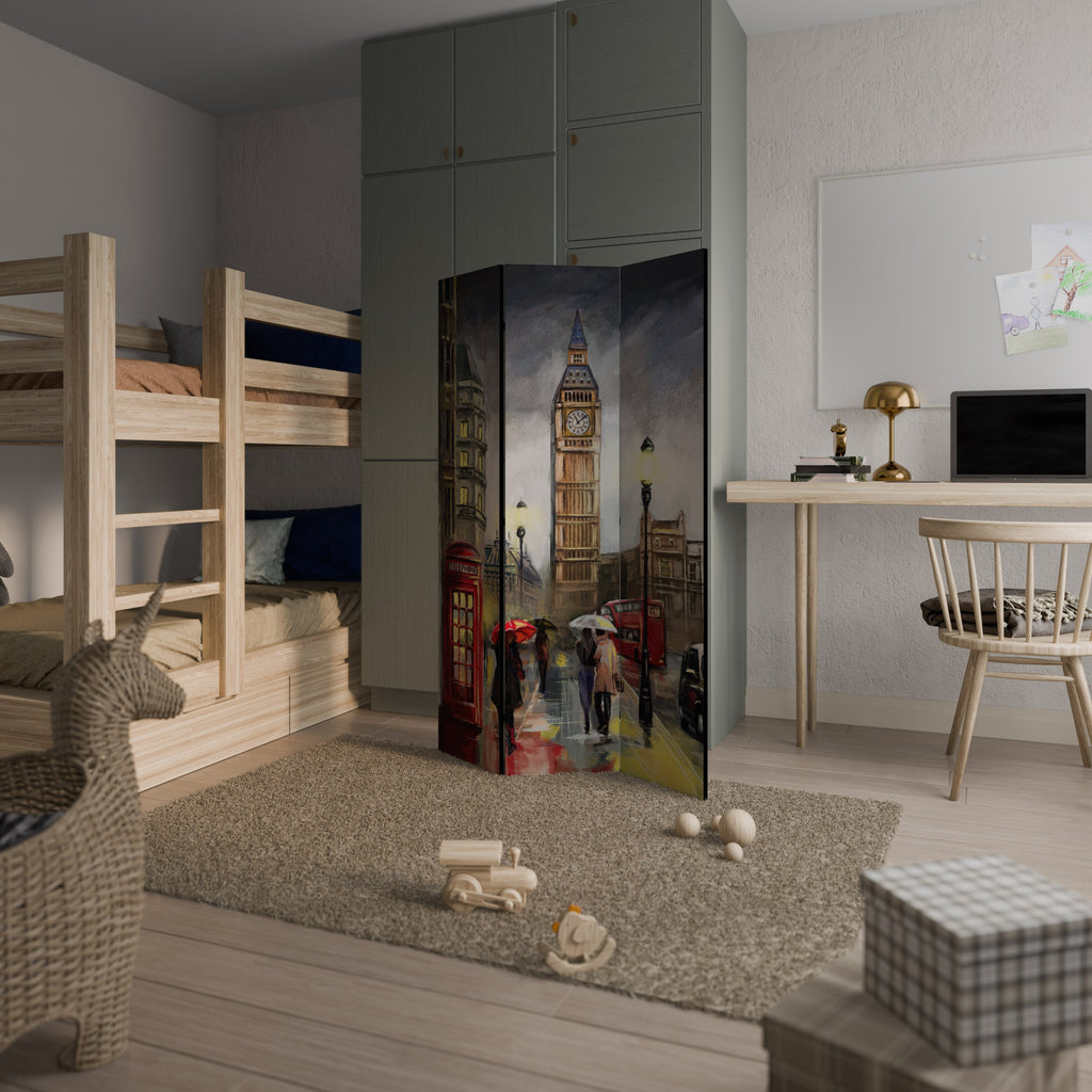 LONDON'S TIMELESS VIBES Biombo Decorativo de 3 Painéis