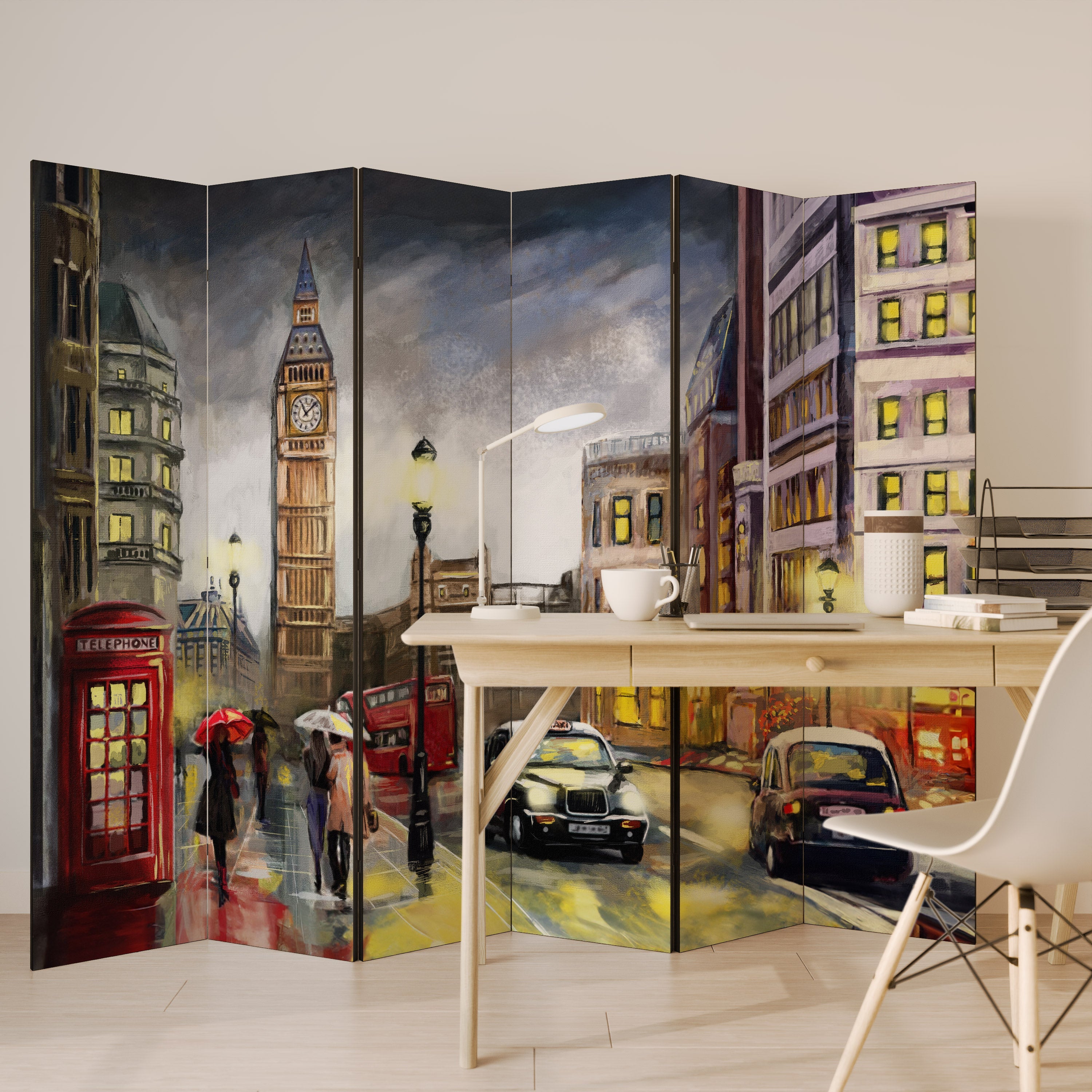 LONDON'S TIMELESS VIBES Decorative 6-Panel Room Divider