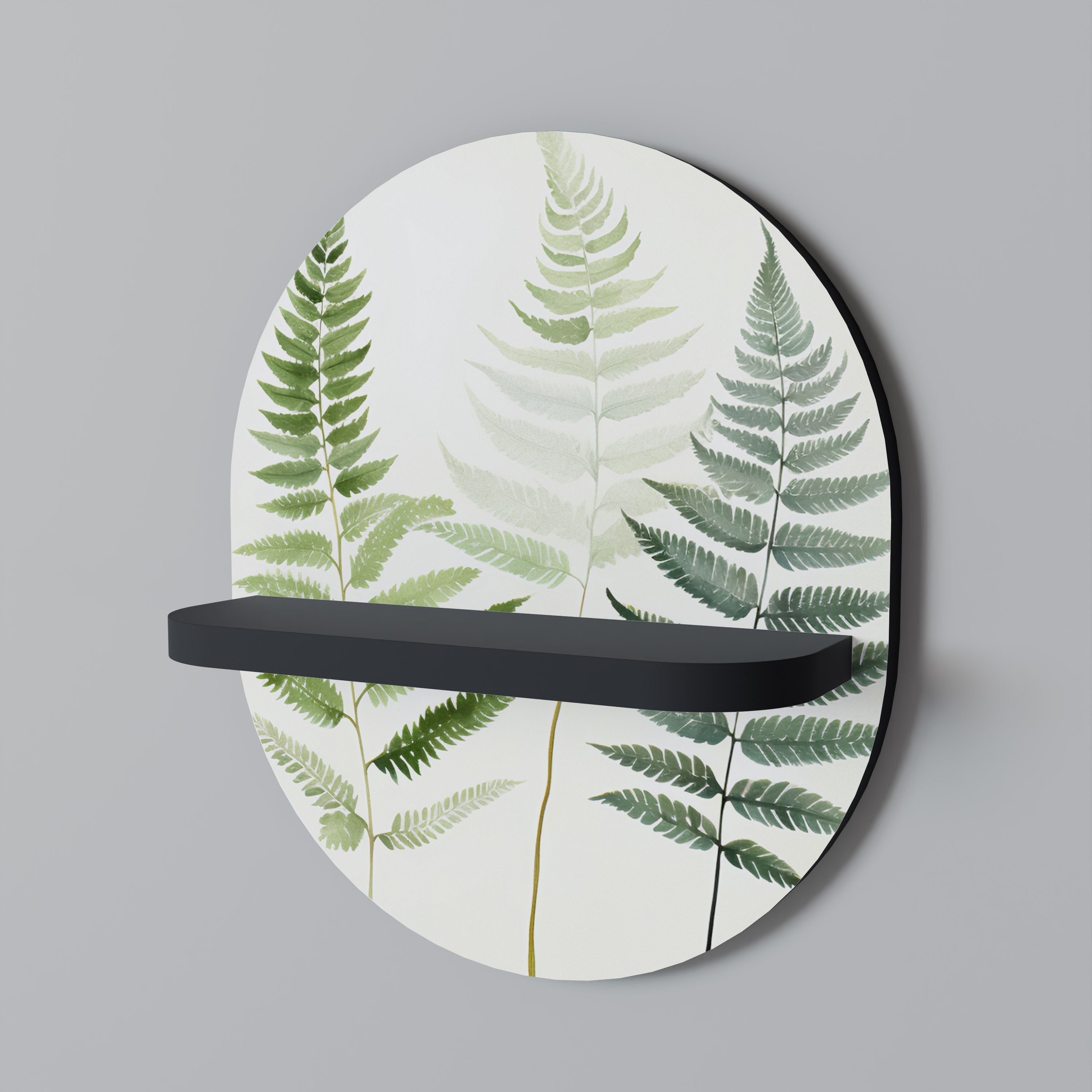 FERN MAJESTY Prateleira Oval Decorativa em Acabamento Preto