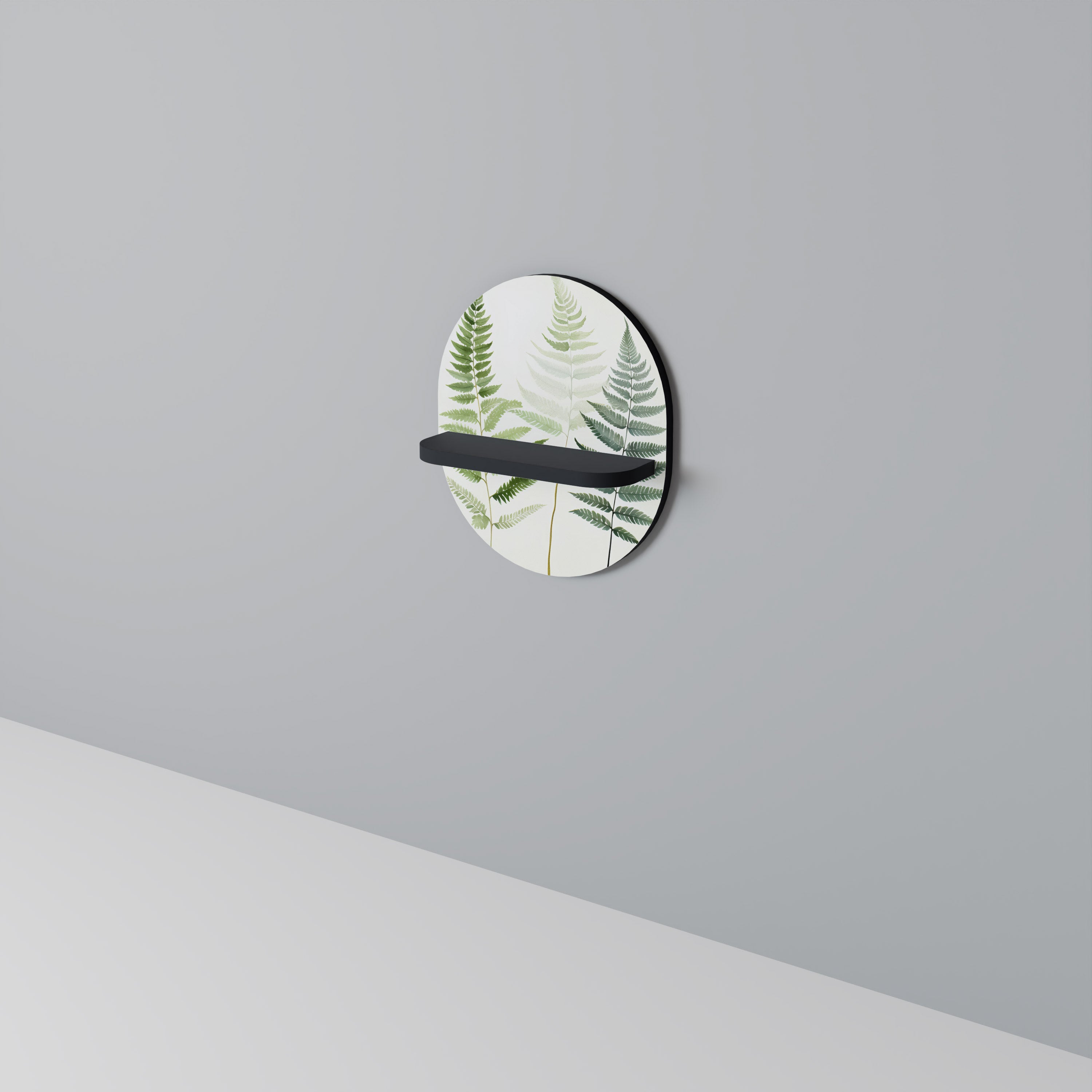 FERN MAJESTY Prateleira Oval Decorativa em Acabamento Preto