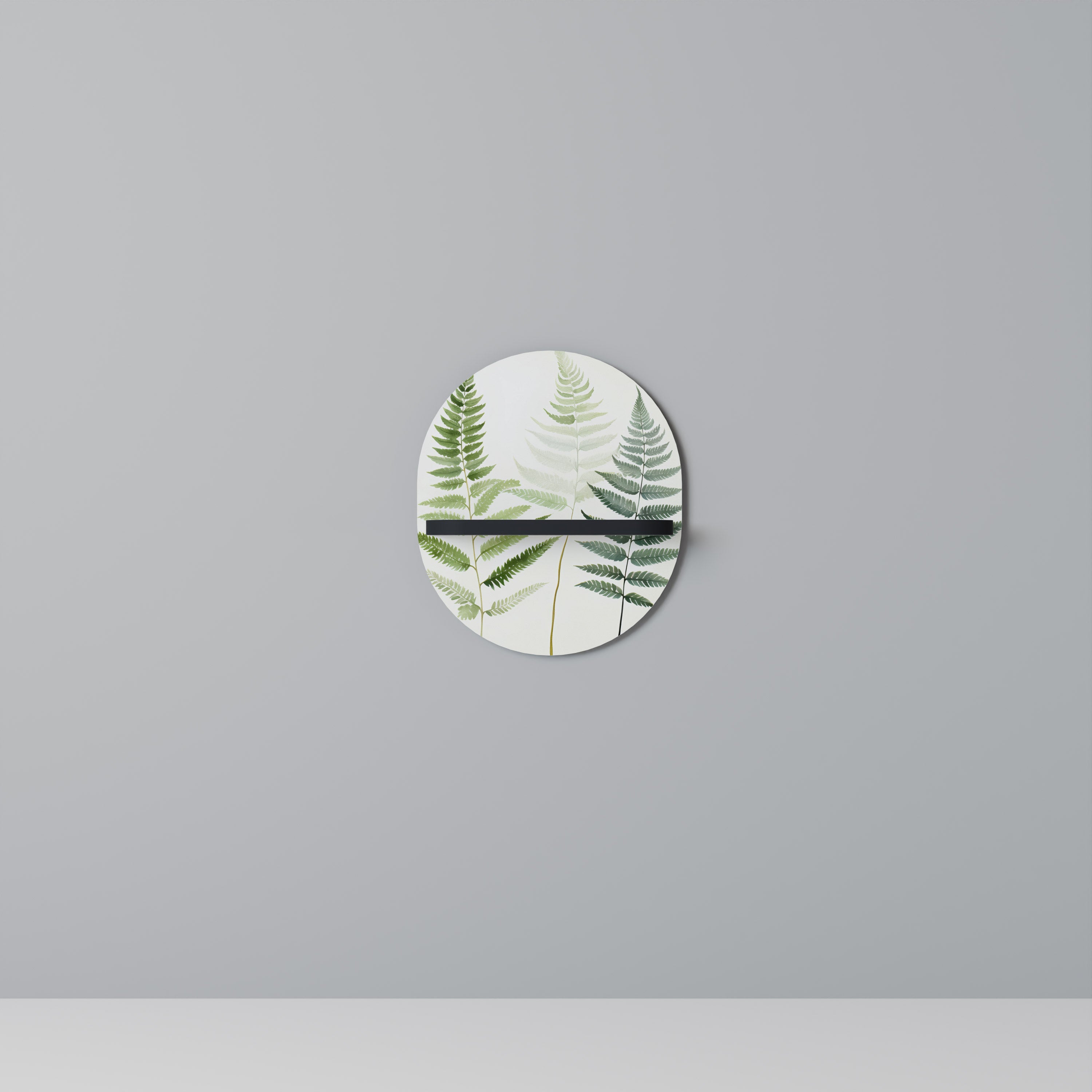 FERN MAJESTY Prateleira Oval Decorativa em Acabamento Preto