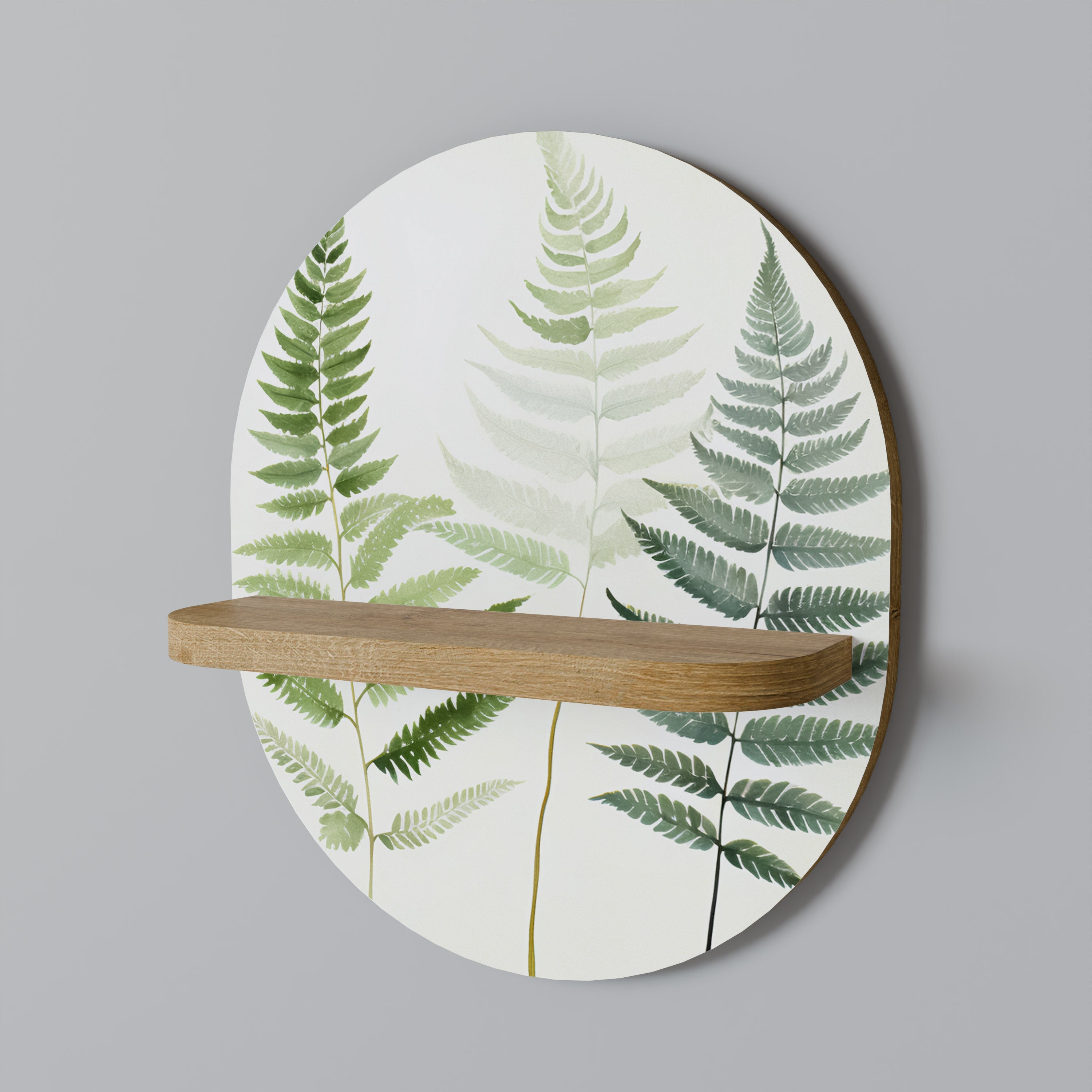 FERN MAJESTY Prateleira Oval Decorativa em Efeito Carvalho
