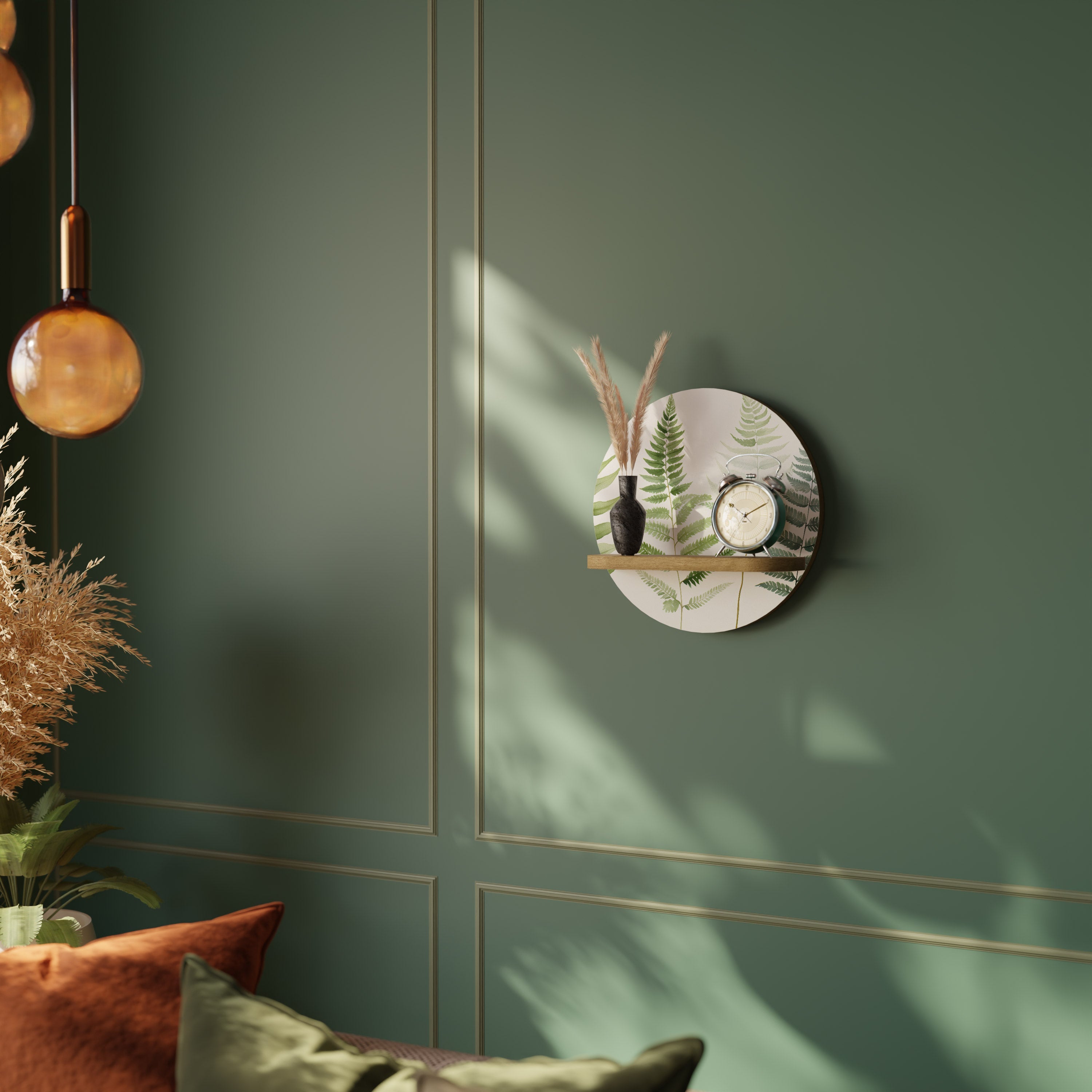 FERN MAJESTY Prateleira Redonda Decorativa em Efeito Carvalho