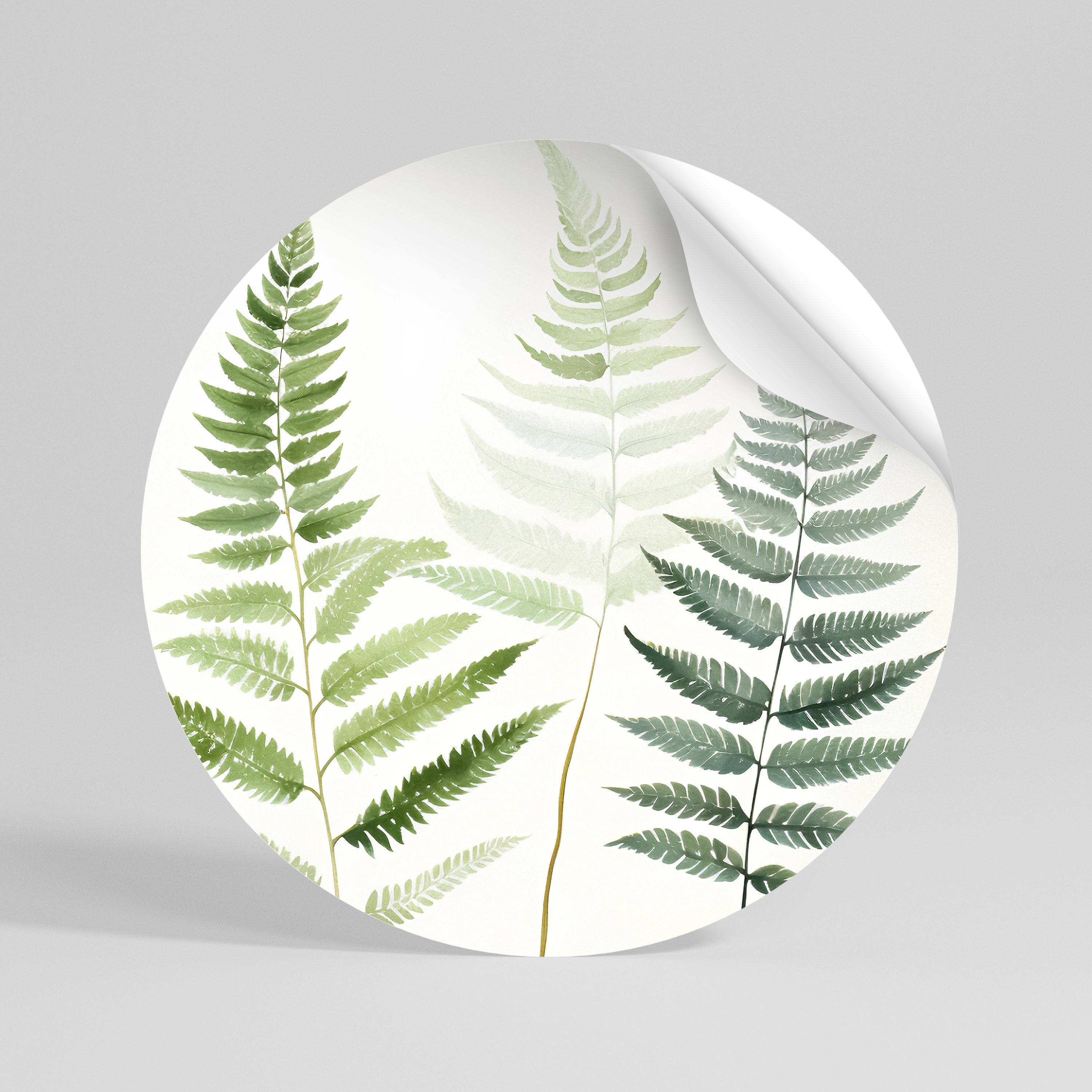 FERN MAJESTY Peel and Stick Round Sticker