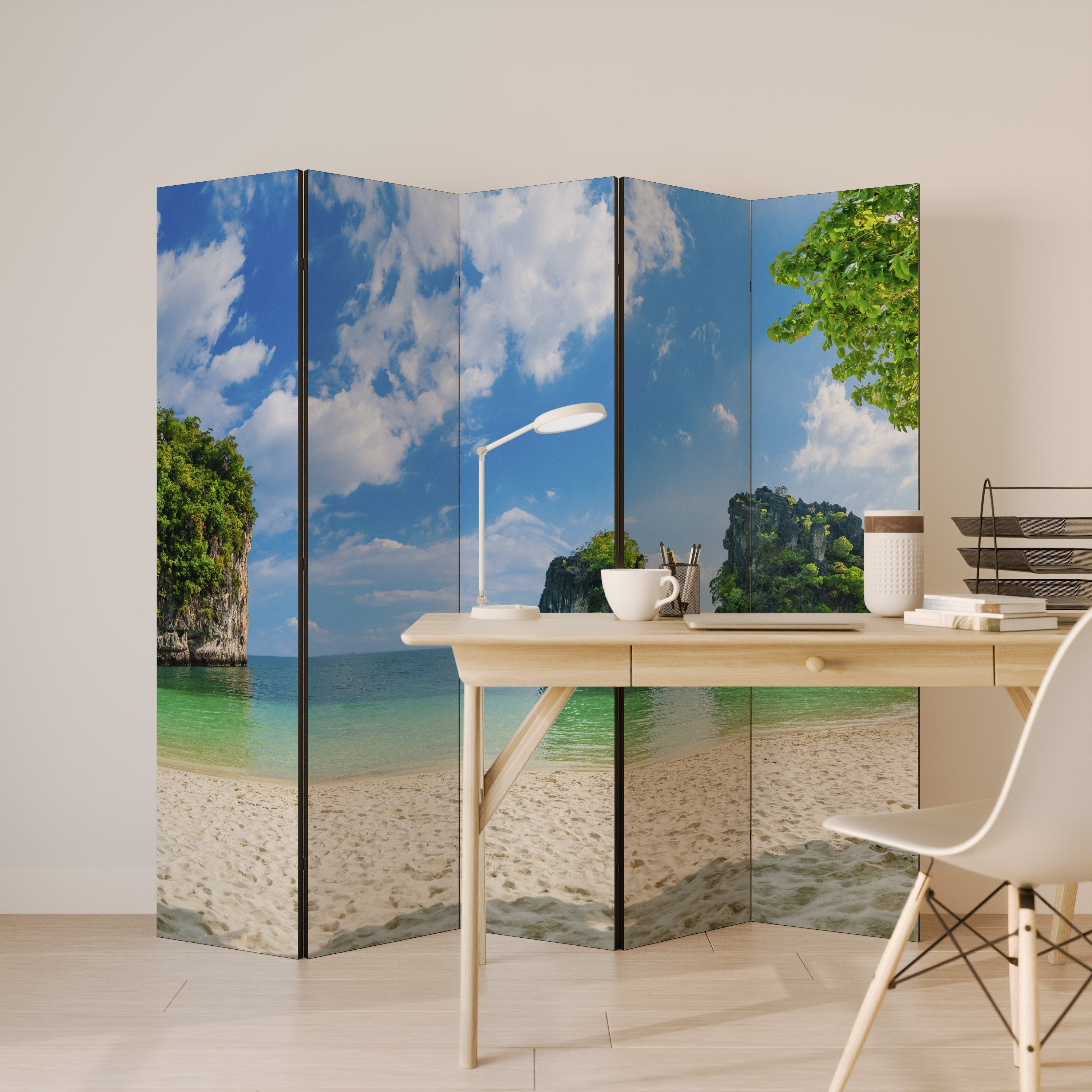 SUN-KISSED HAVEN Decorative 5-Panel Room Divider