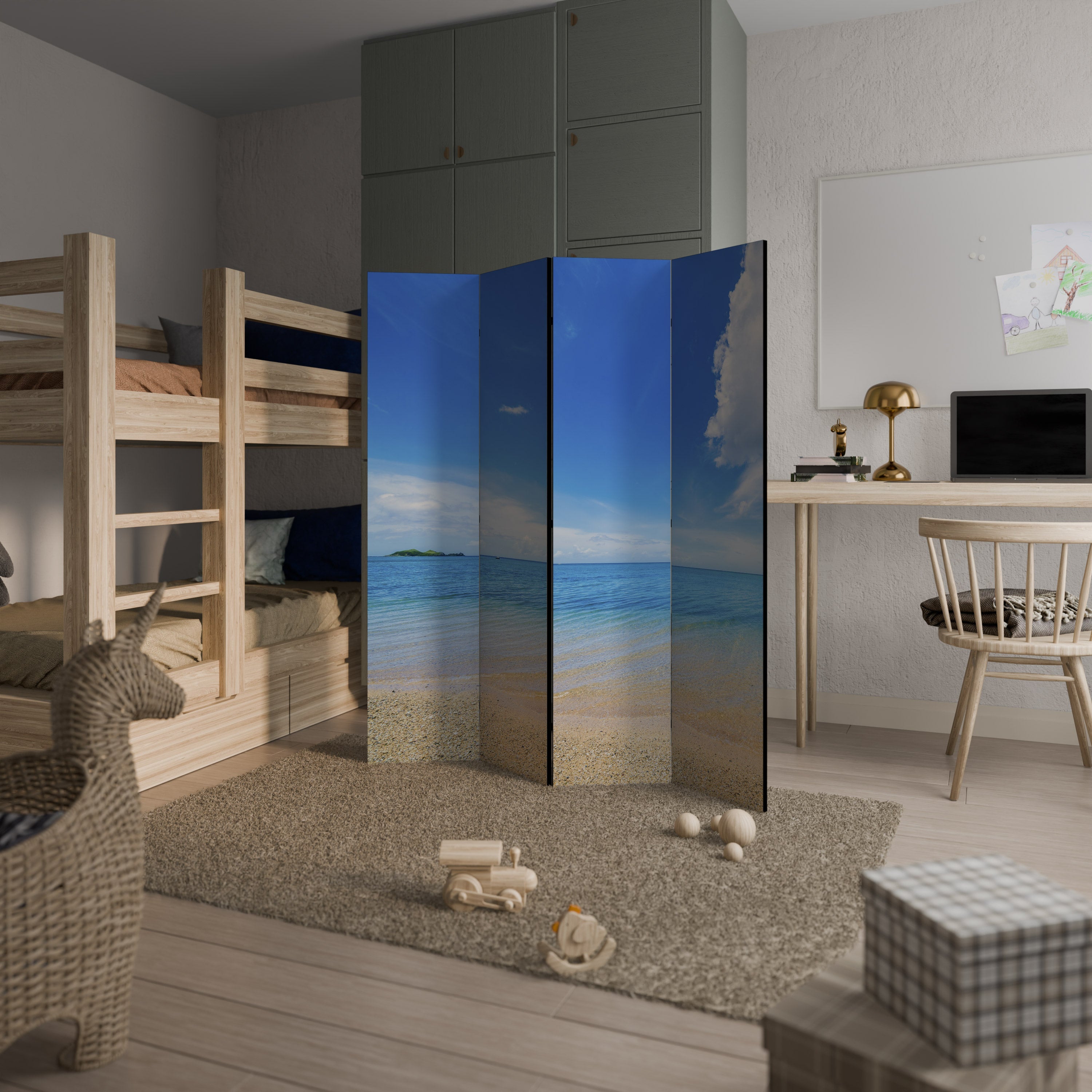 TIDES OF TIME Biombo Decorativo de 4 Painéis