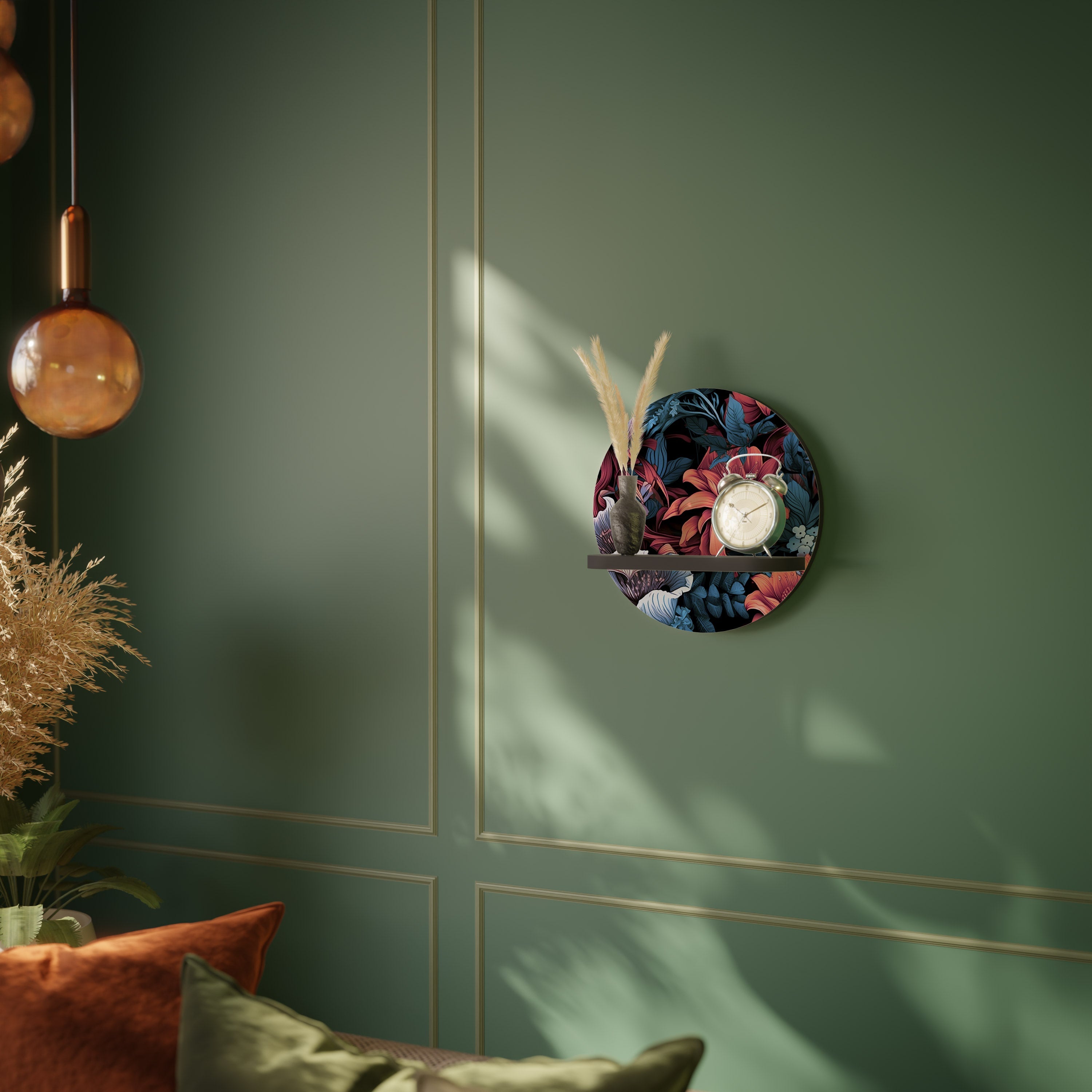 FLOURISH FANTASY Prateleira Redonda Decorativa em Acabamento Preto