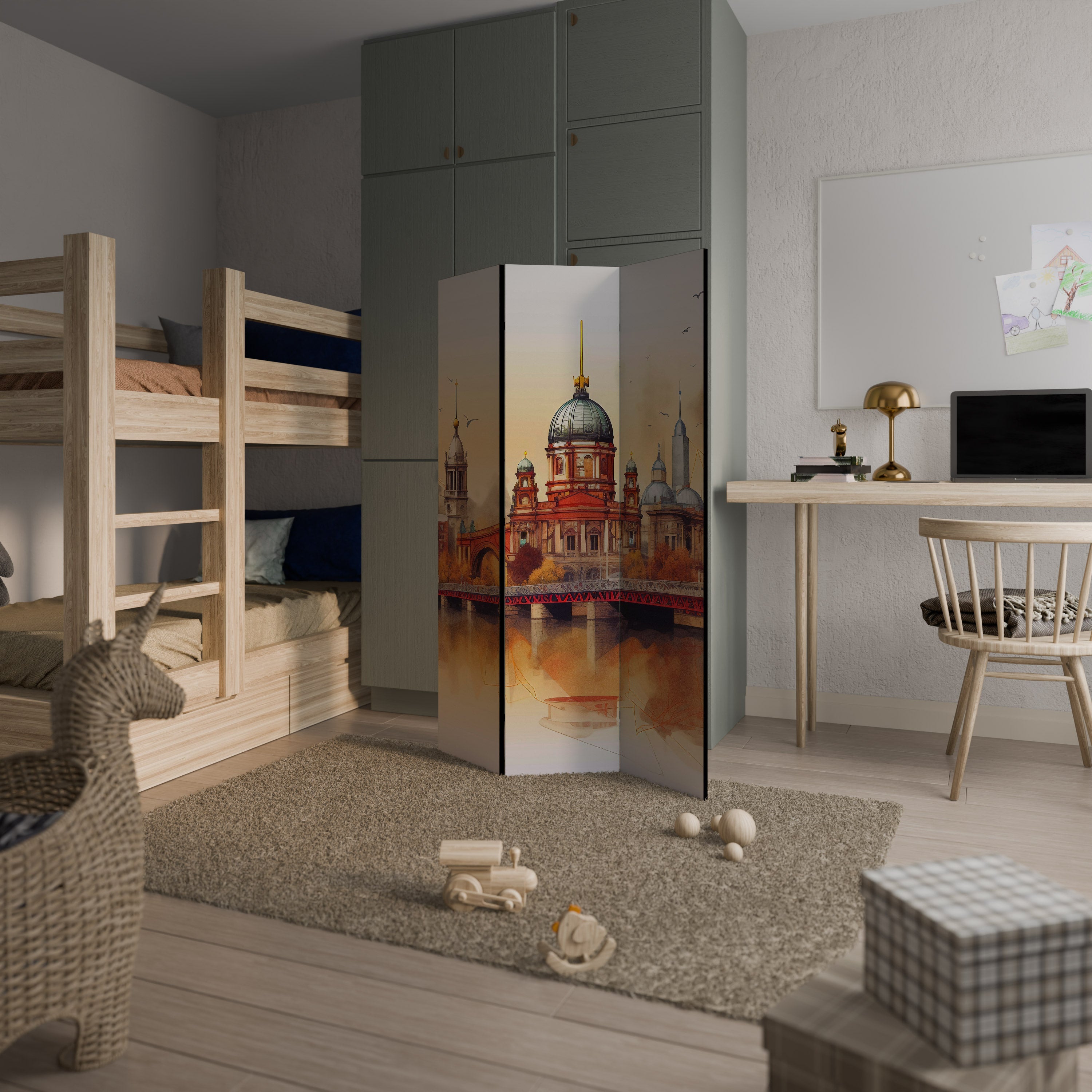 BERLIN SPIRIT Biombo Decorativo de 3 Painéis