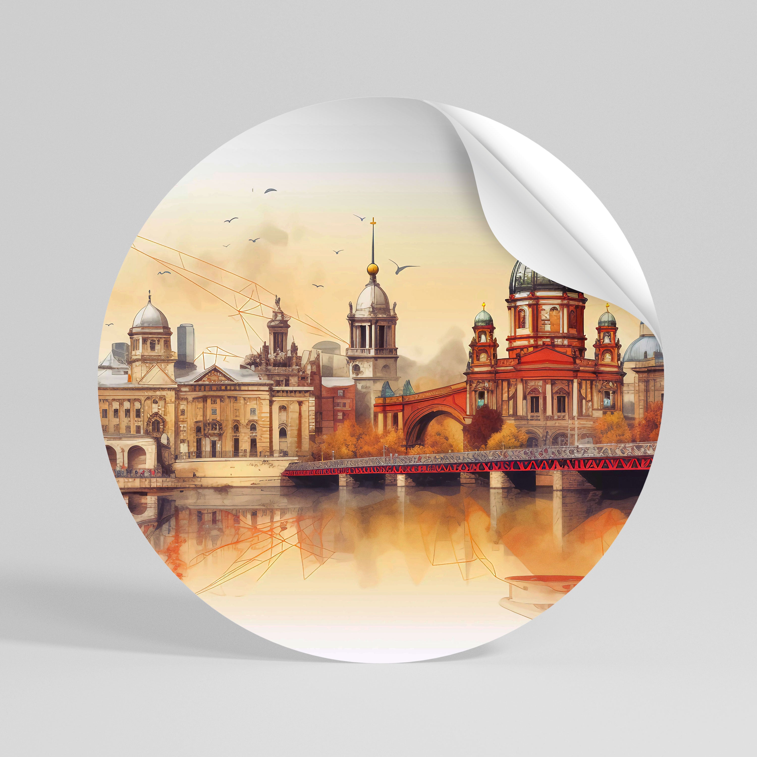 BERLIN SPIRIT Peel and Stick Round Sticker