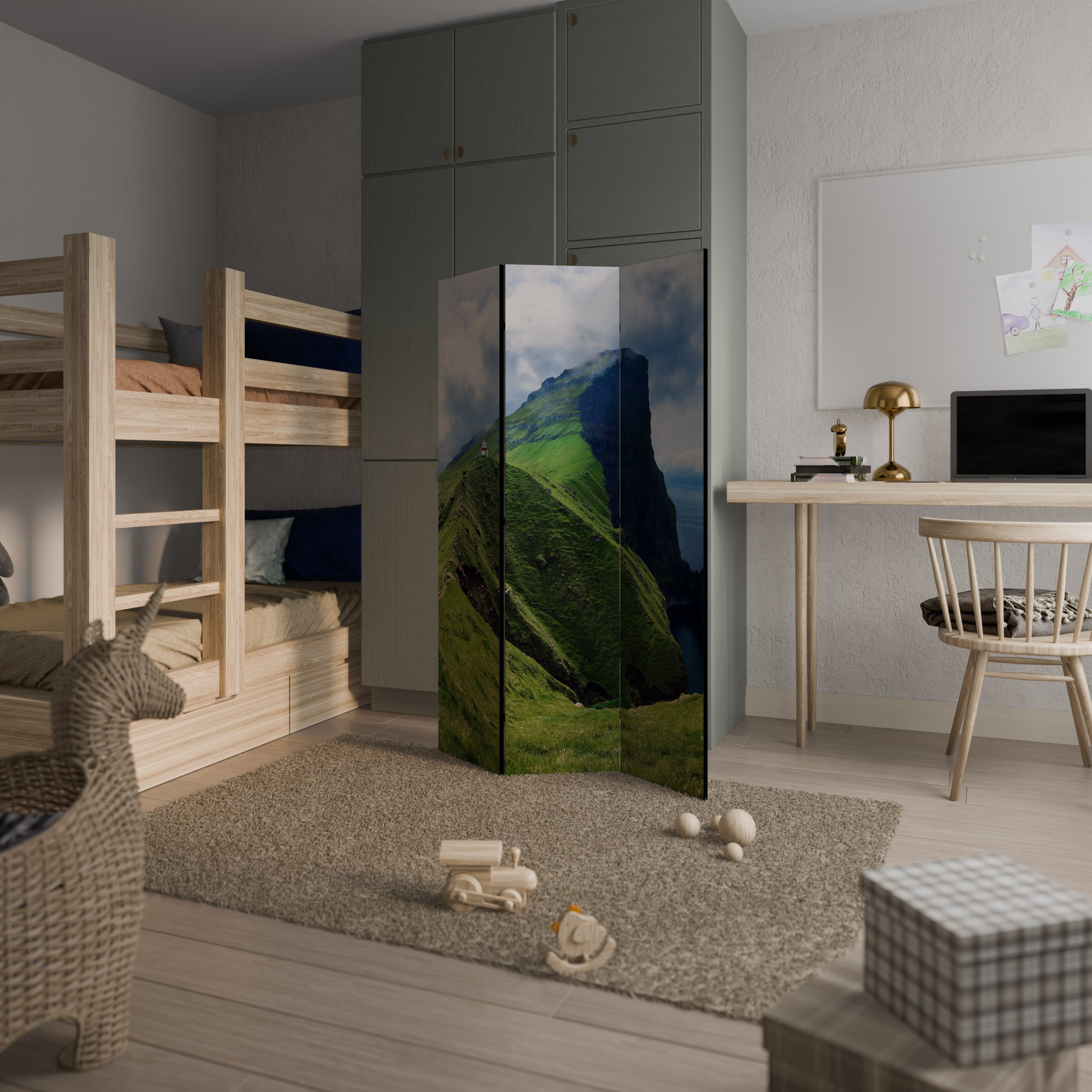 CLIFFS OF TRANQUILITY Biombo Decorativo de 3 Painéis