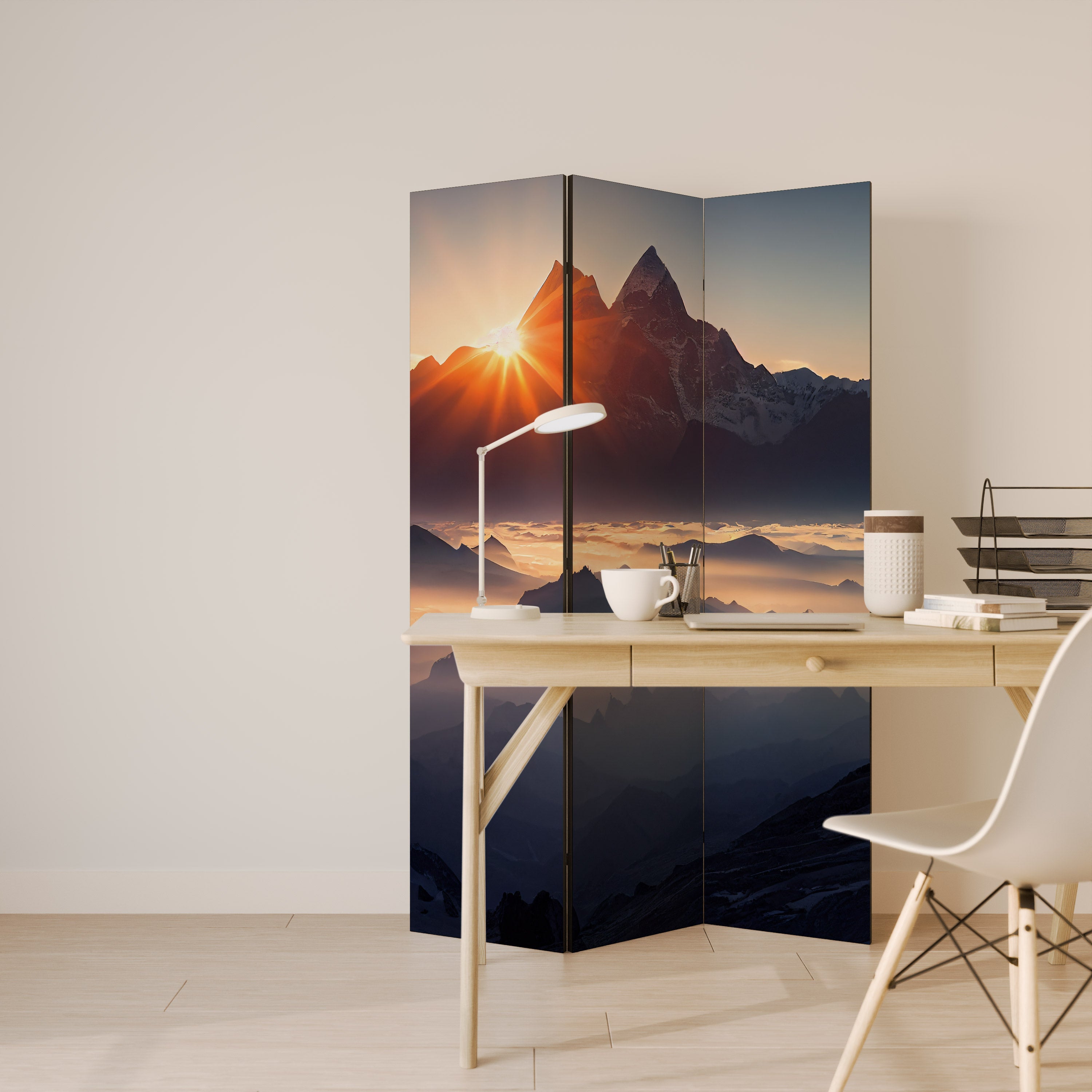 MOUNTAINS AT DAWN Biombo Decorativo de 3 Painéis