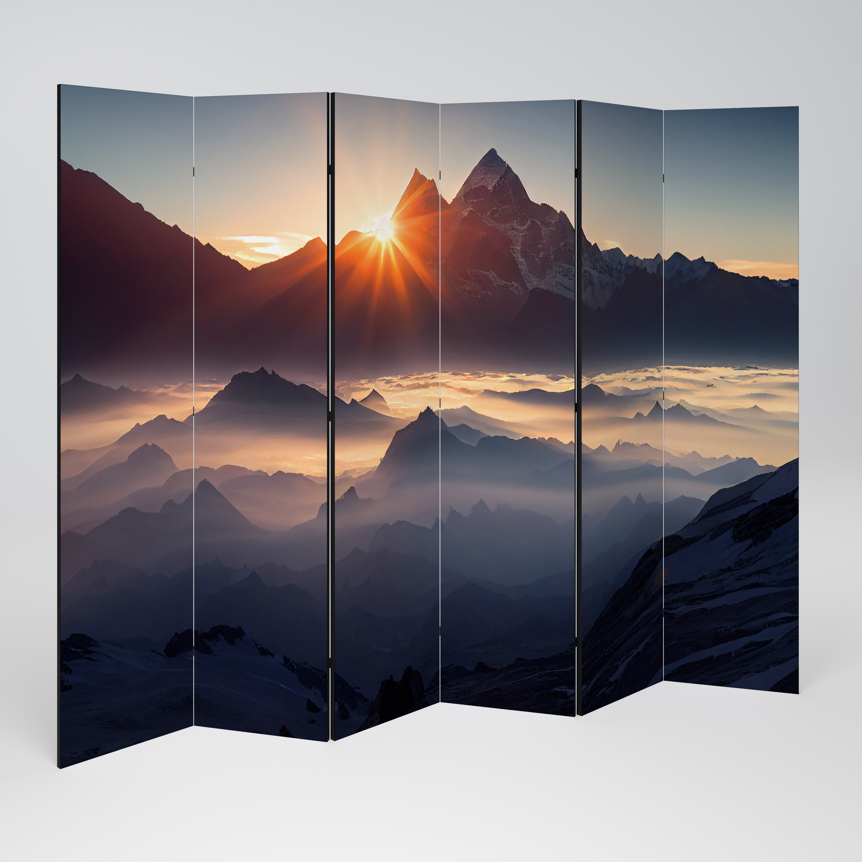 MOUNTAINS AT DAWN Decorative 6-Panel Room Divider