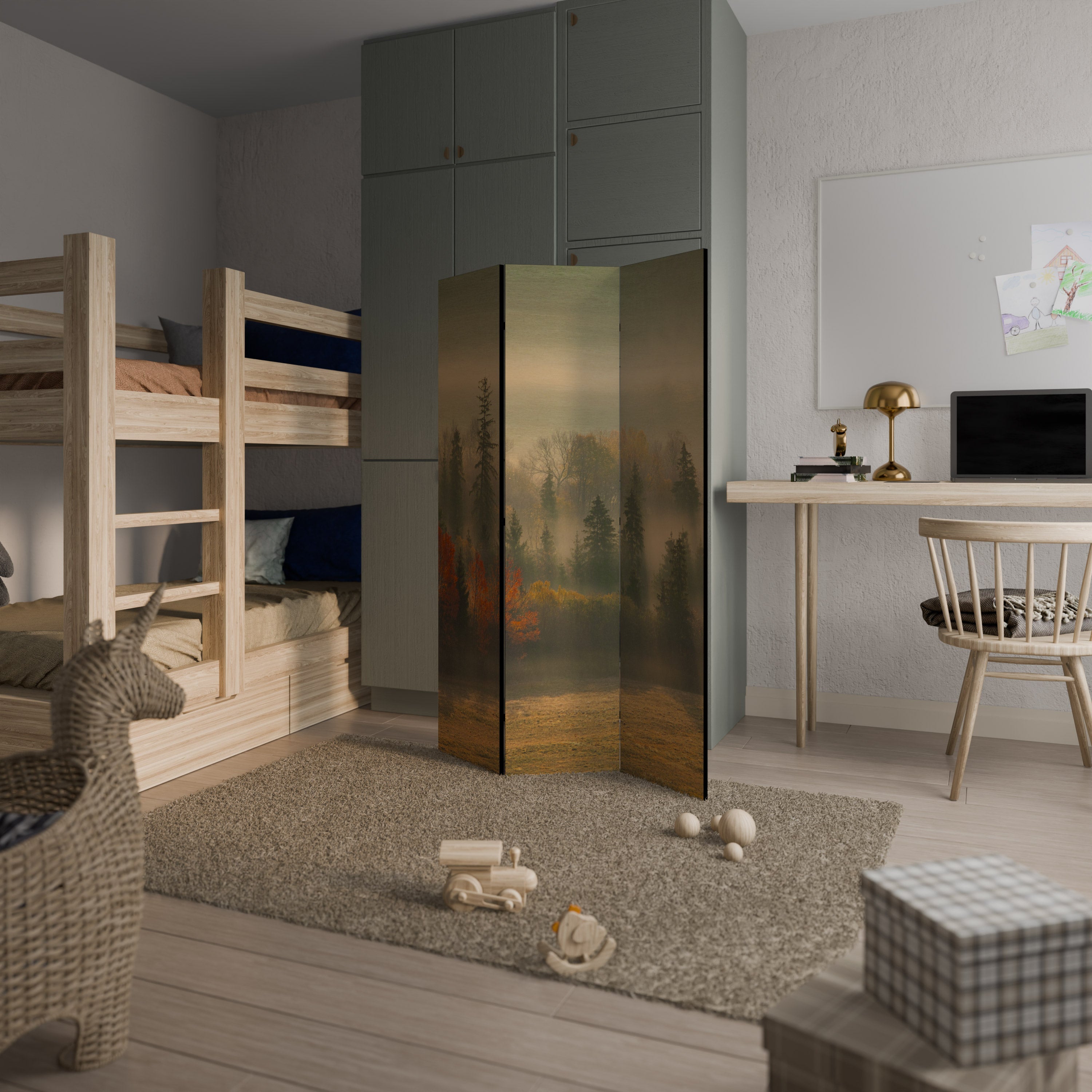 GILDING HOURS Biombo Decorativo de 3 Painéis