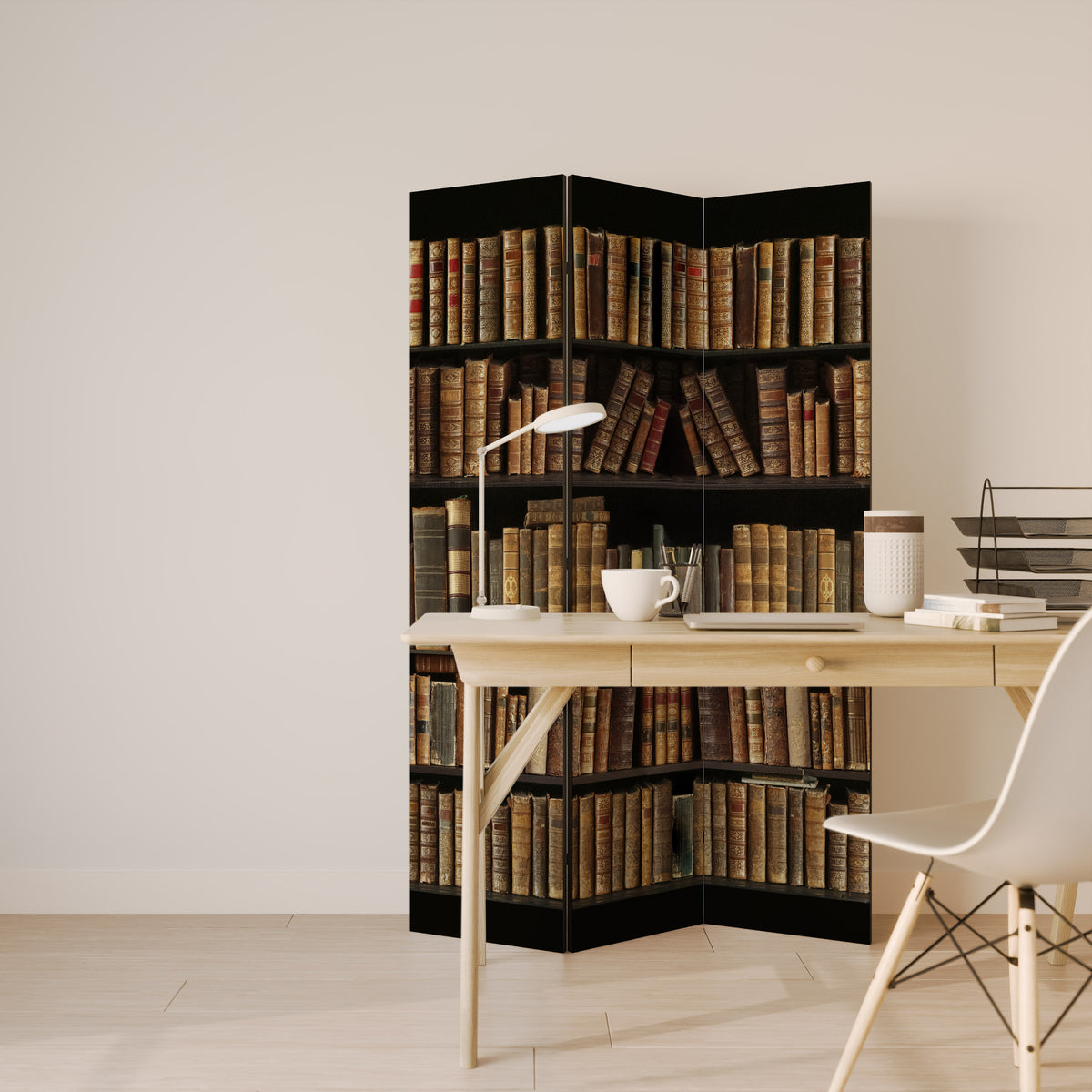 SHELVES OF TIME Biombo de 3 Painéis