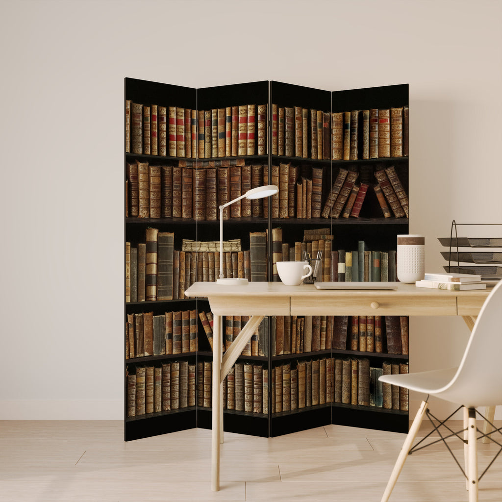 SHELVES OF TIME Decorative 4-Panel Room Divider