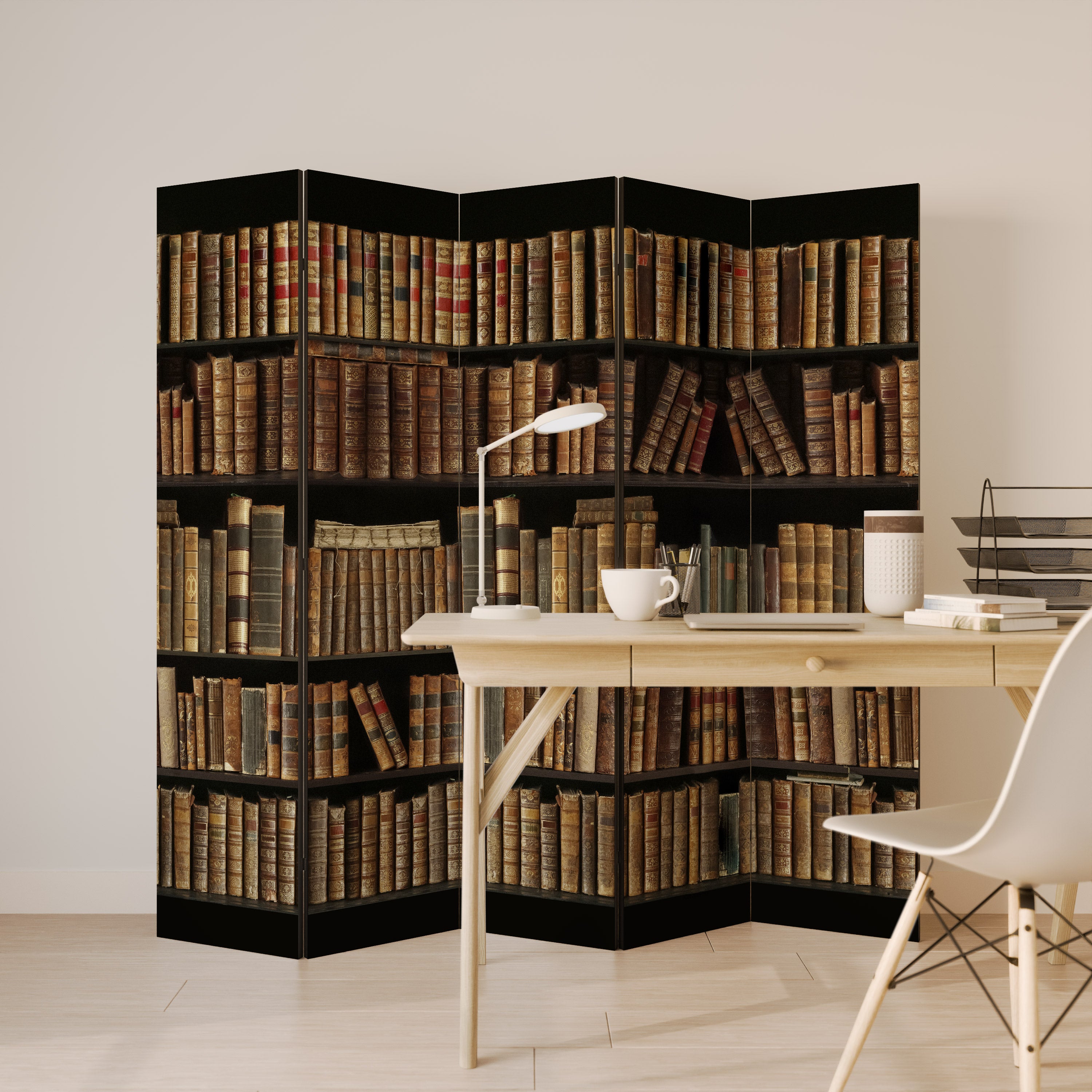 SHELVES OF TIME Biombo de 5 Painéis