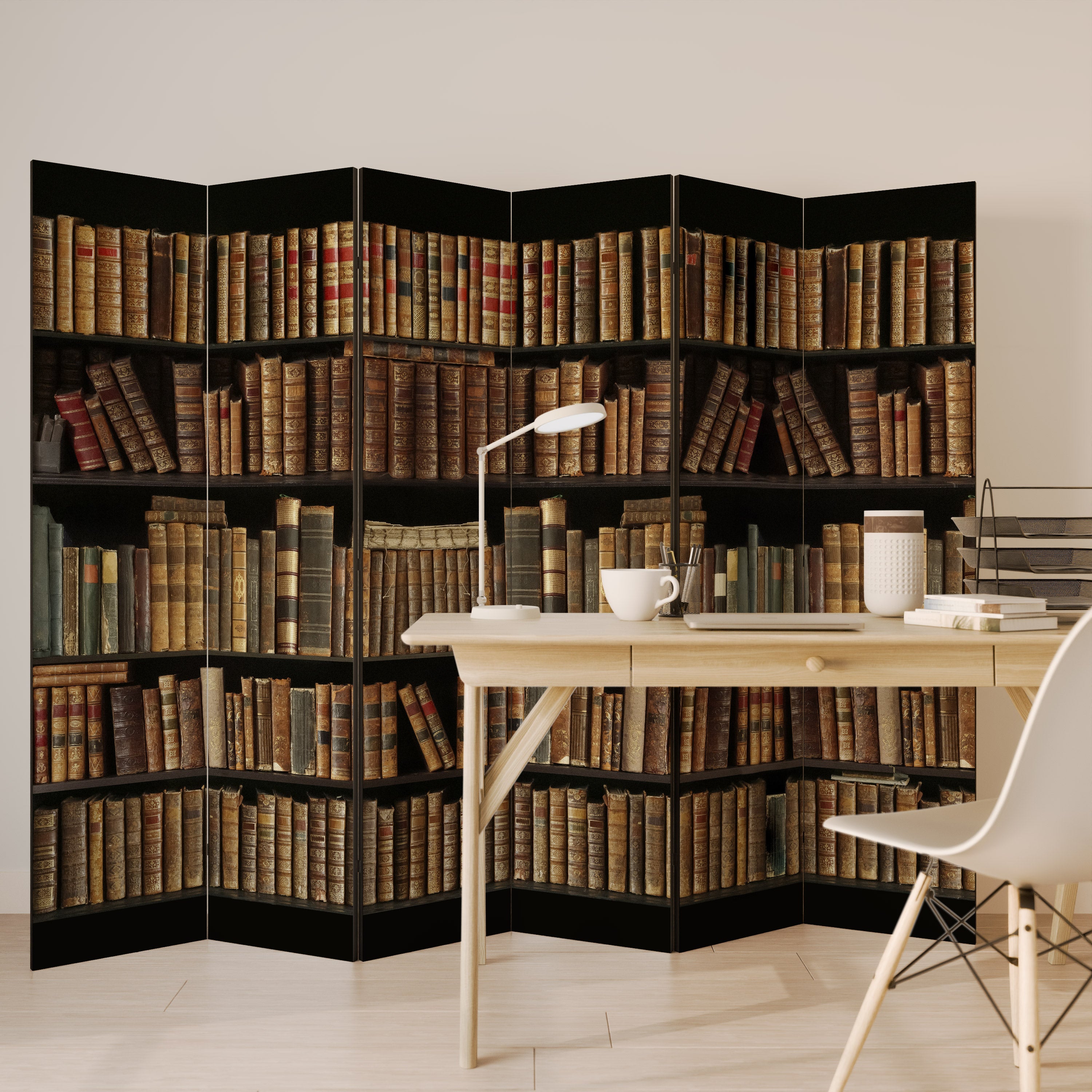 SHELVES OF TIME Decorative 6-Panel Room Divider