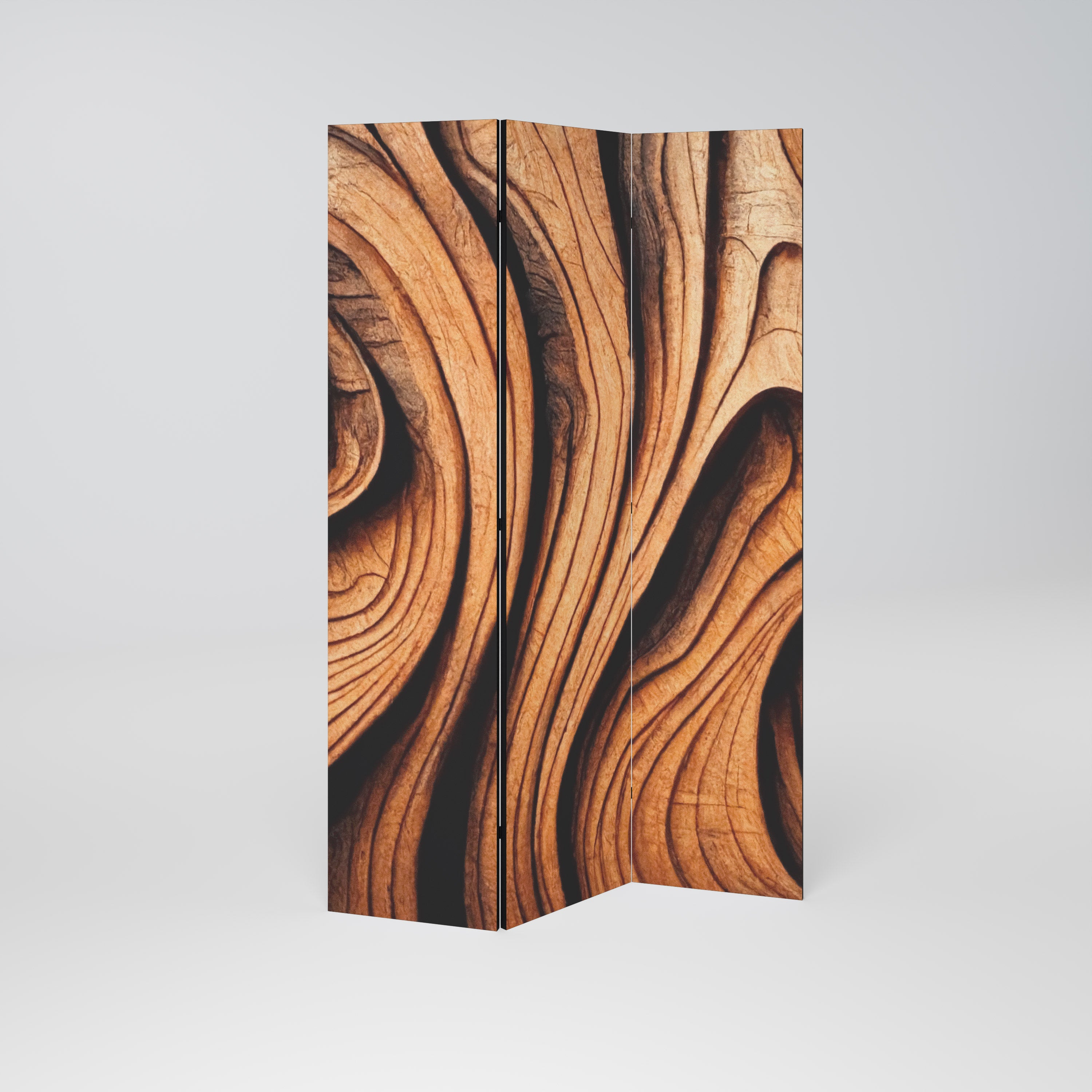 WOODEN WAVES UNFOLDED Biombo de 3 Painéis