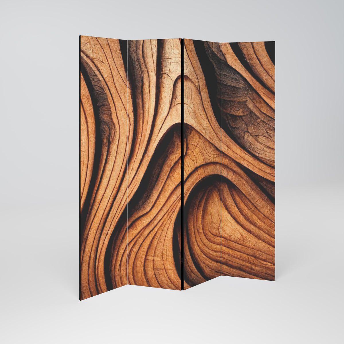 WOODEN WAVES UNFOLDED Biombo de 4 Painéis