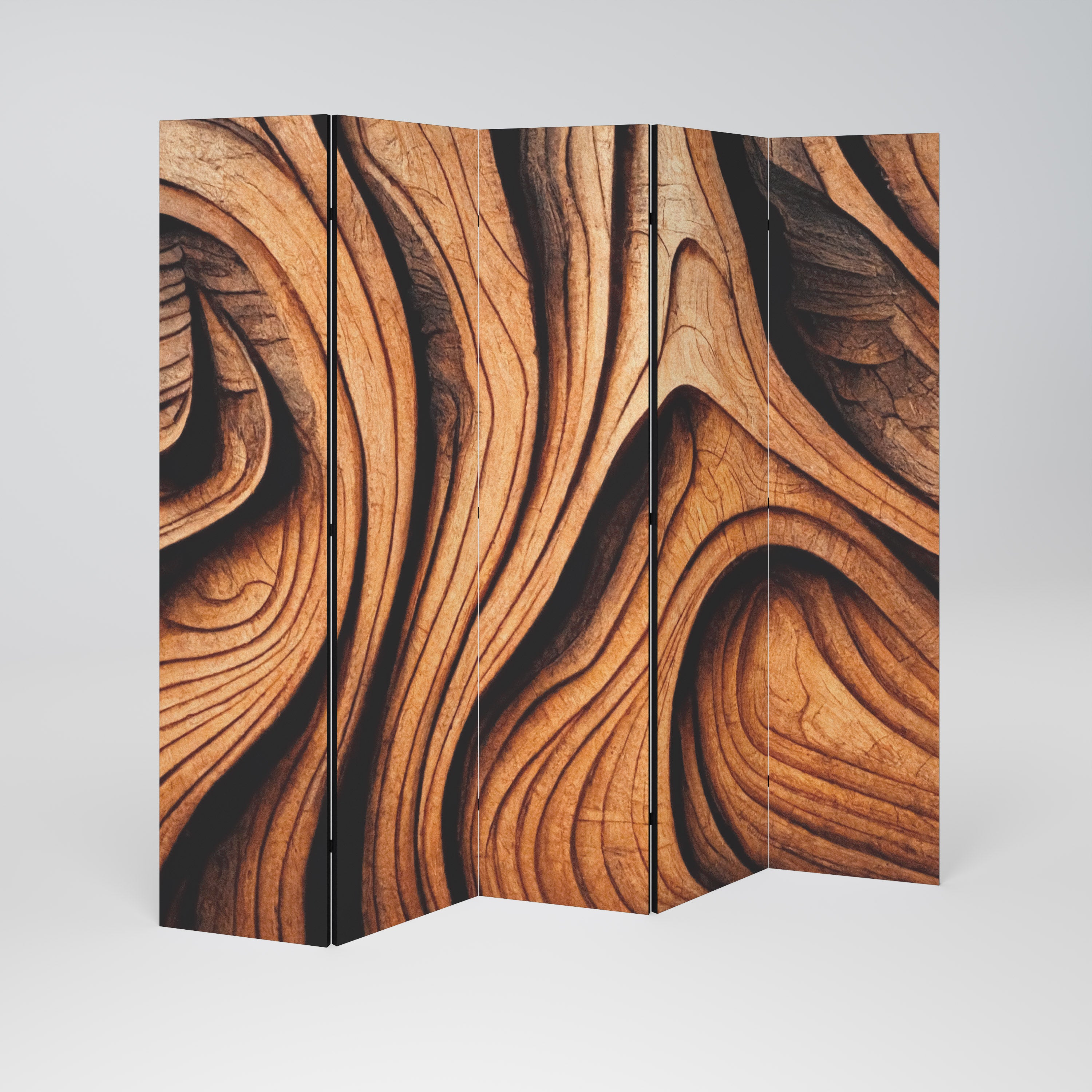WOODEN WAVES UNFOLDED Biombo de 5 Painéis