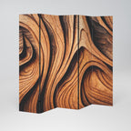 WOODEN WAVES UNFOLDED Decorative 5-Panel Room Divider