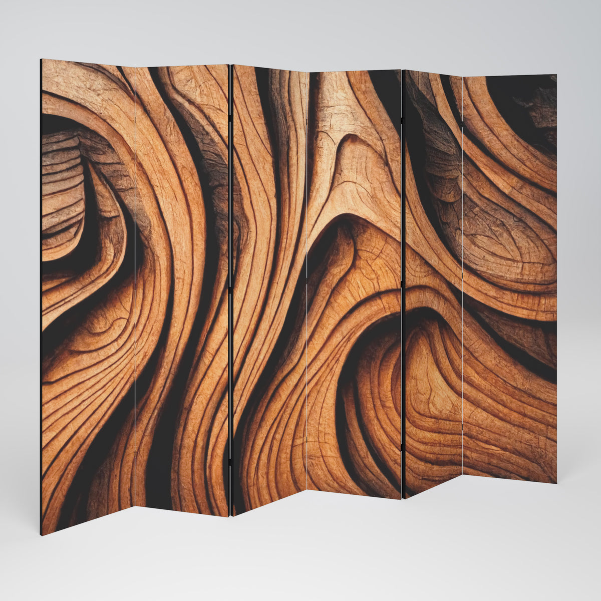 WOODEN WAVES UNFOLDED Biombo de 6 Painéis