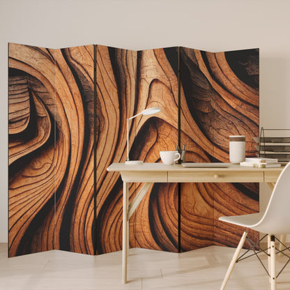 WOODEN WAVES UNFOLDED Biombo de 6 Painéis
