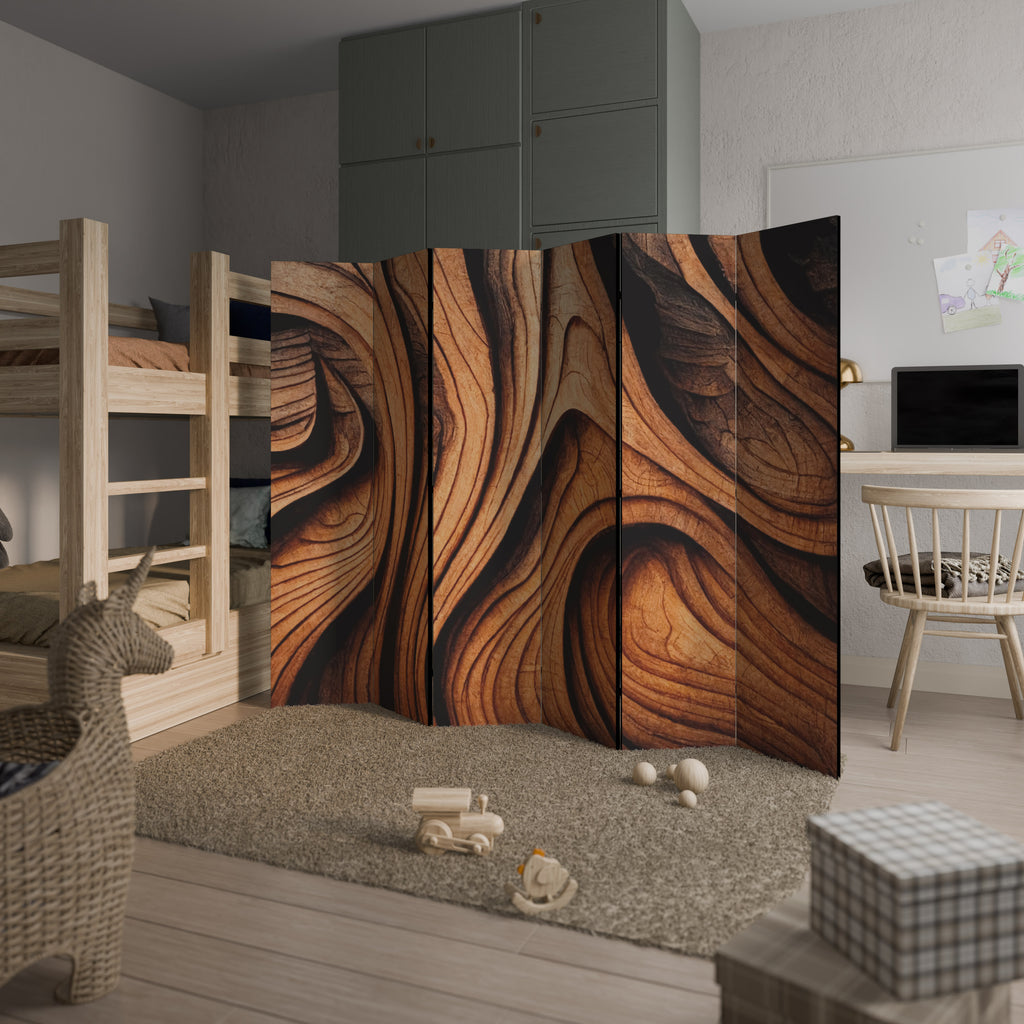 WOODEN WAVES UNFOLDED 6-Panel Room Divider
