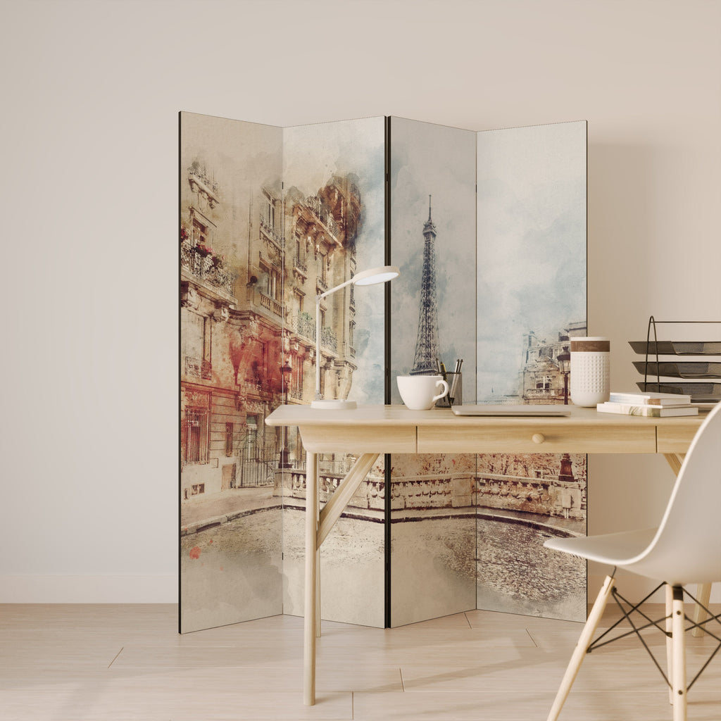 PARISIAN DAYDREAM Biombo Decorativo de 4 Painéis