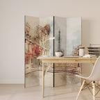 PARISIAN DAYDREAM Biombo Decorativo de 4 Painéis