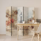 PARISIAN DAYDREAM Decorative 5-Panel Room Divider