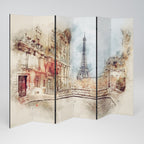 PARISIAN DAYDREAM Biombo Decorativo de 6 Painéis