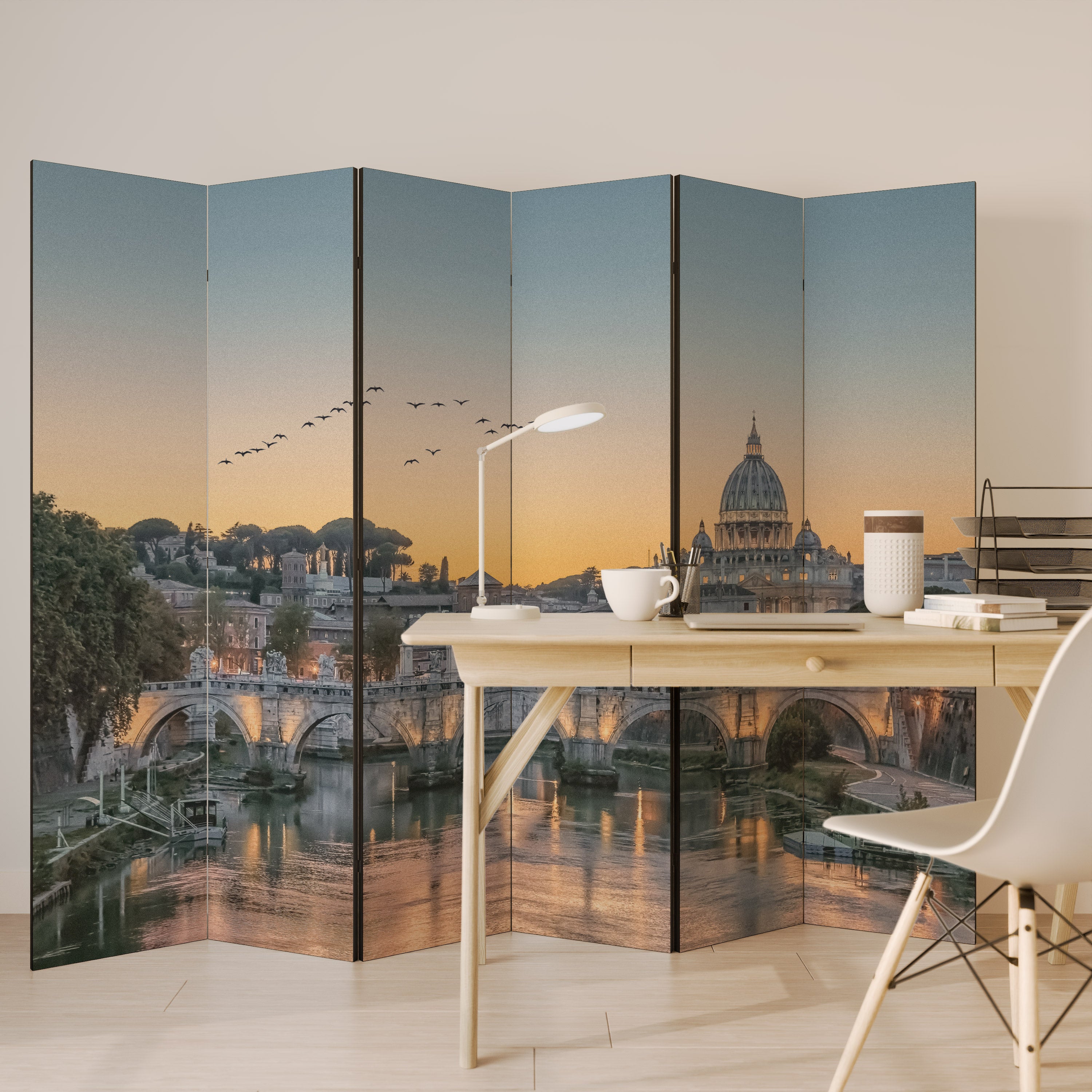 REFLECTIONS OF ROME Decorative 6-Panel Room Divider