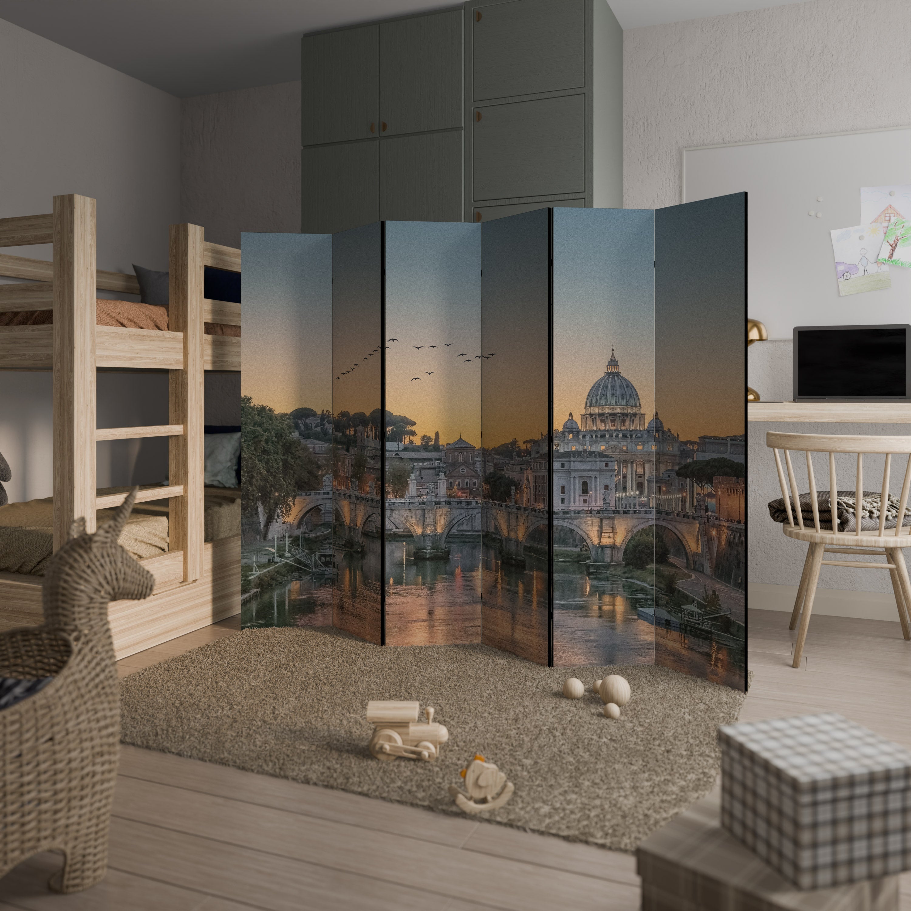 REFLECTIONS OF ROME Decorative 6-Panel Room Divider