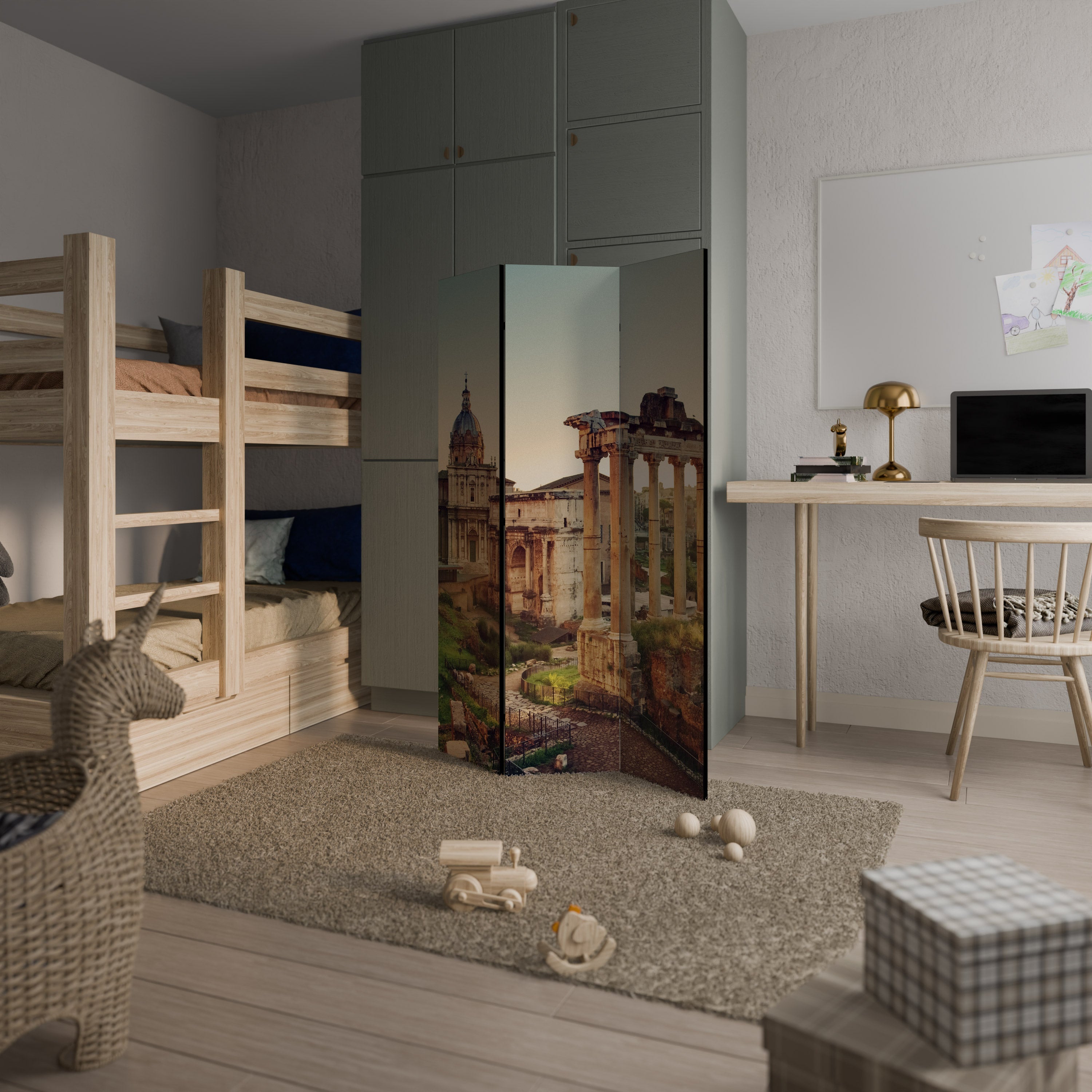 MARVELS OF THE PAST Biombo Decorativo de 3 Painéis