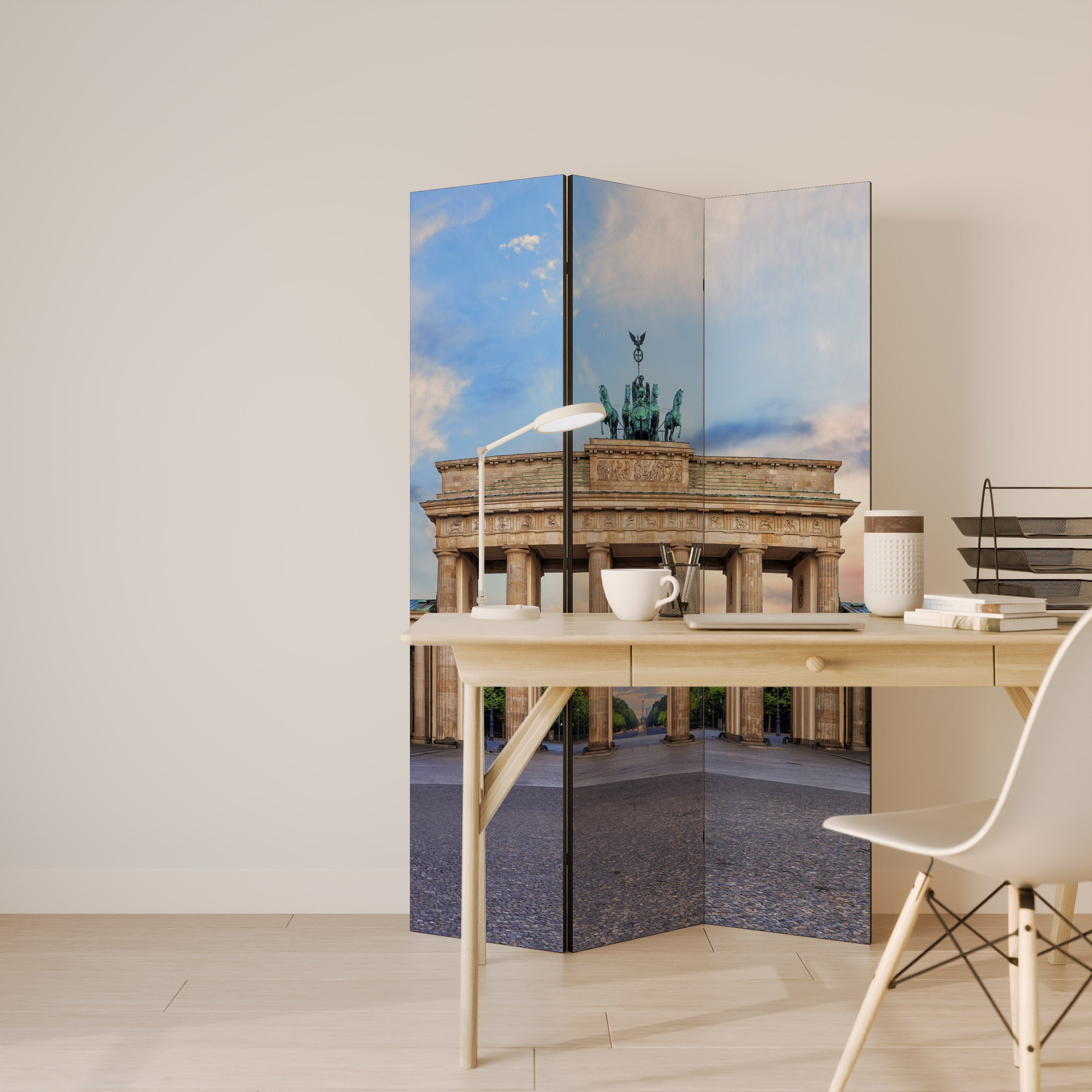 PILLARS OF MEMORY Biombo Decorativo de 3 Painéis