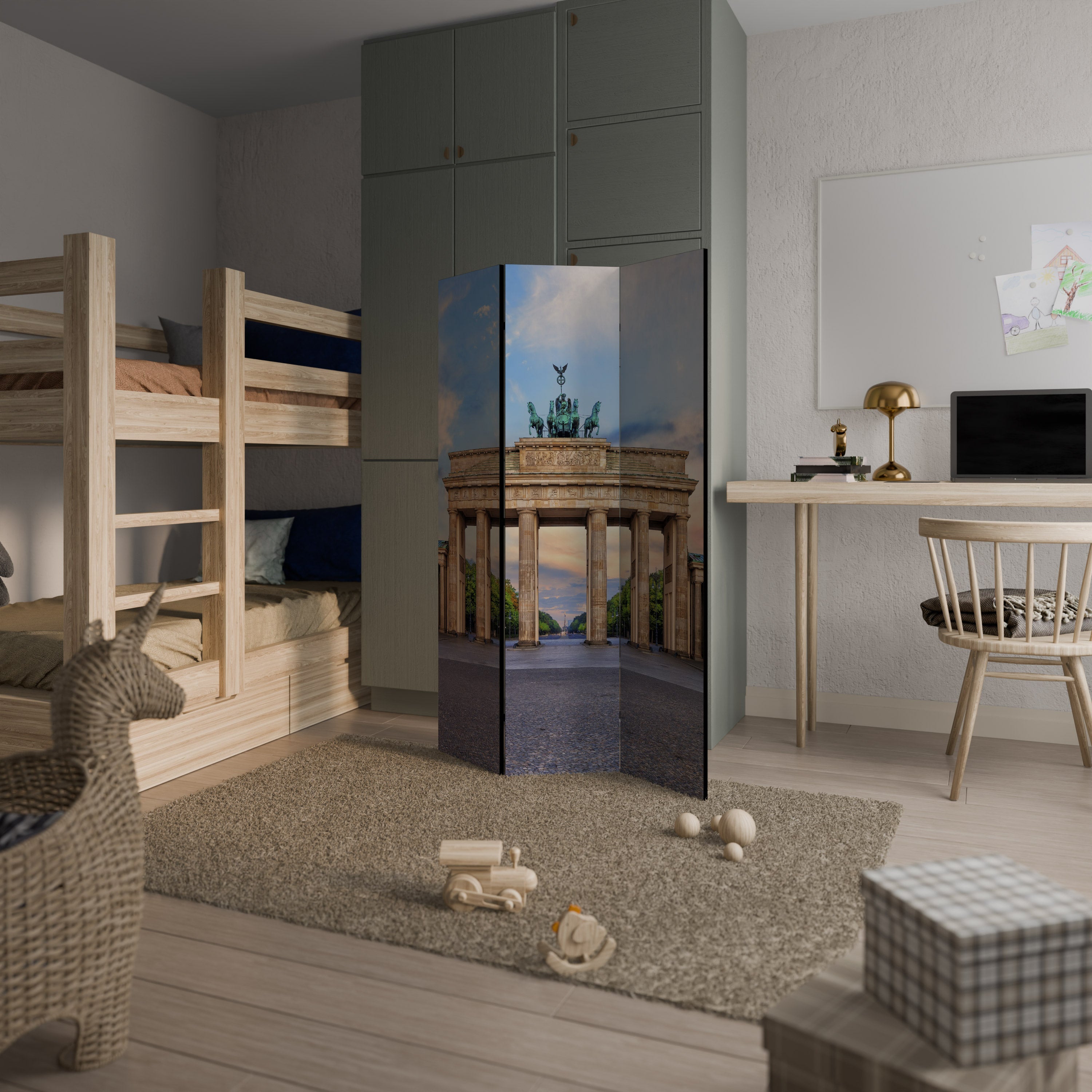 PILLARS OF MEMORY Biombo Decorativo de 3 Painéis