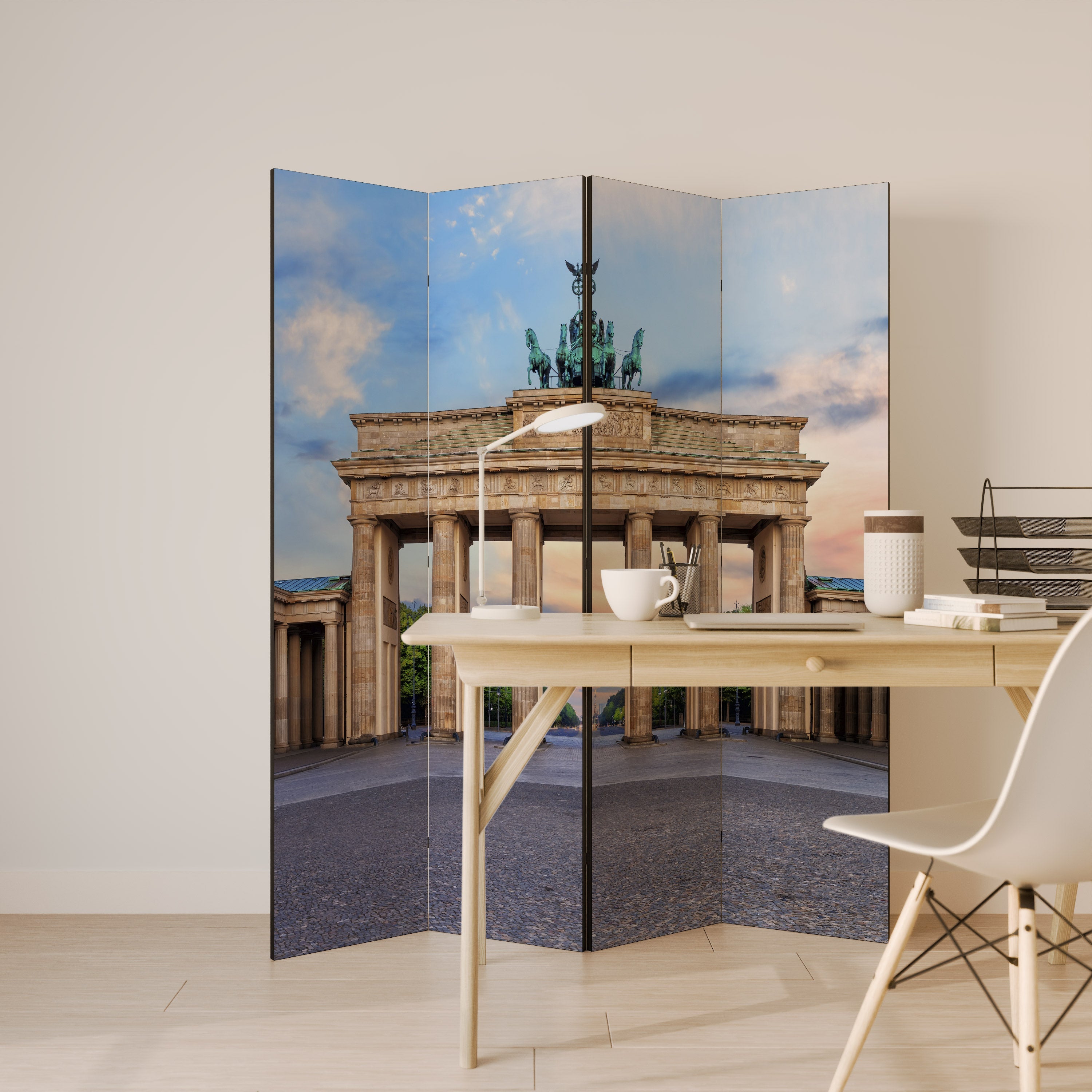 PILLARS OF MEMORY Biombo Decorativo de 4 Painéis