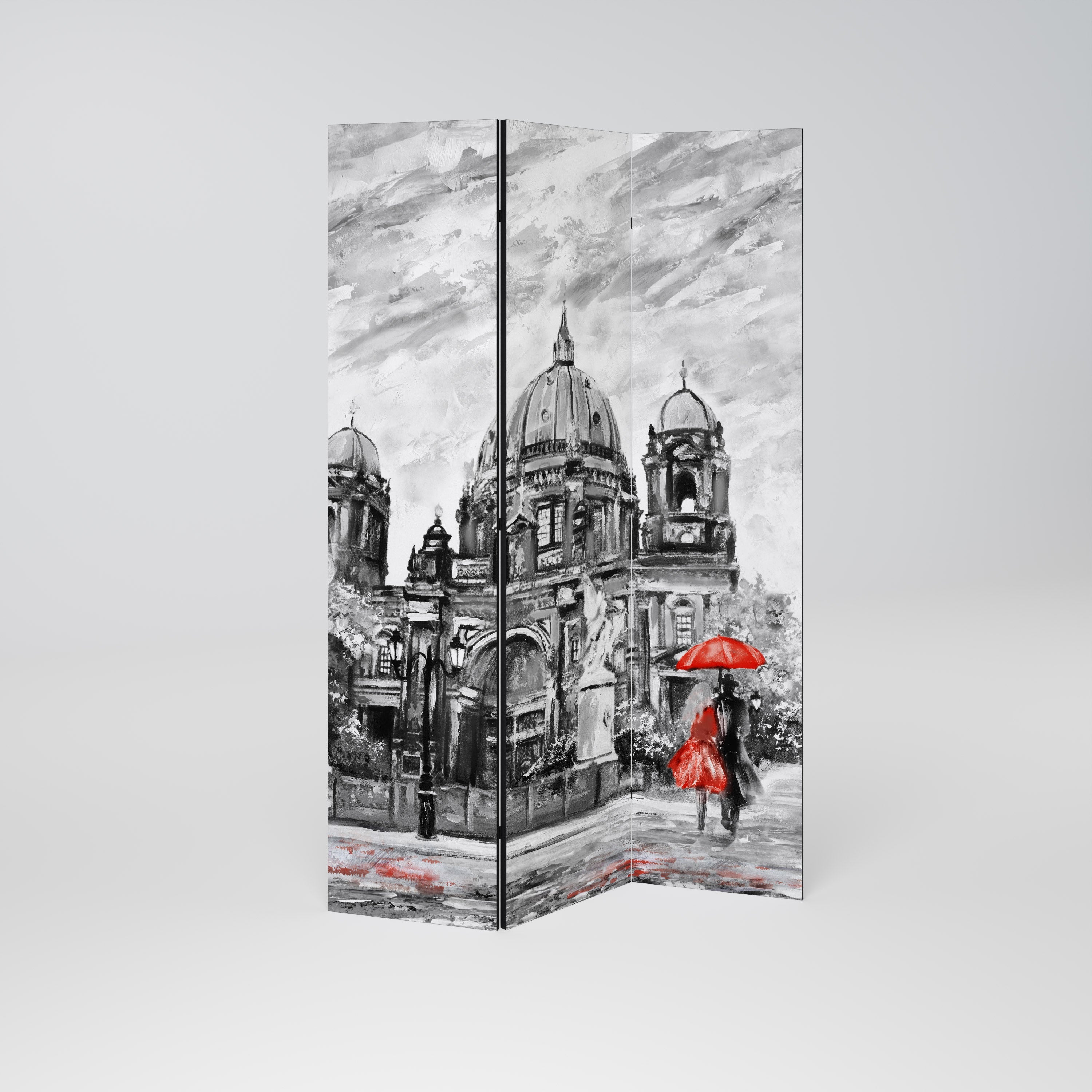 RED LEAVES EMBRACE Biombo Decorativo de 3 Painéis