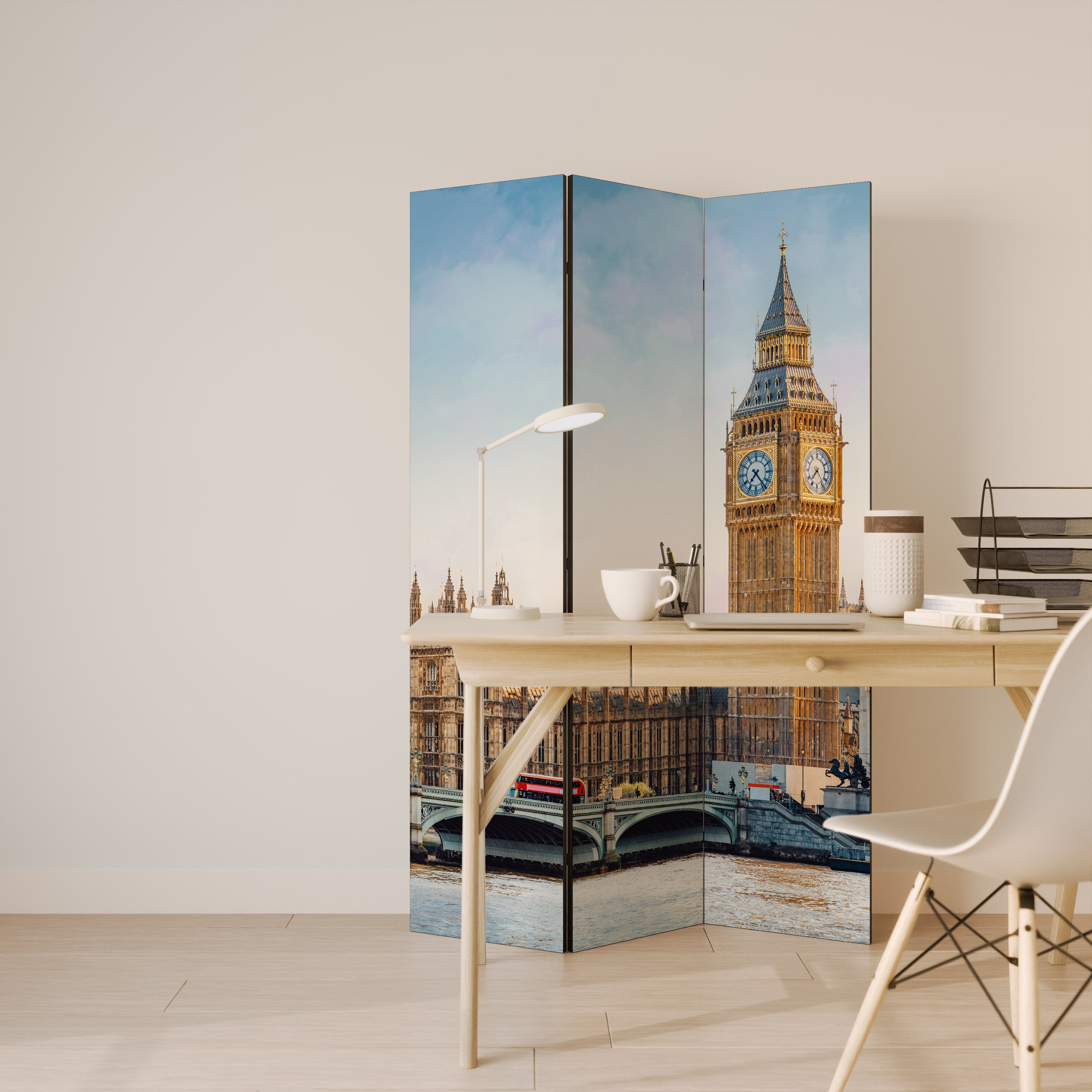 TIMELESS LONDON ELEGANCE Biombo Decorativo de 3 Painéis