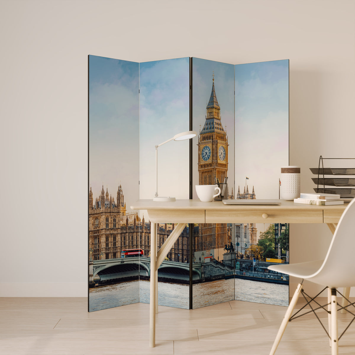 TIMELESS LONDON ELEGANCE Biombo de 4 Painéis