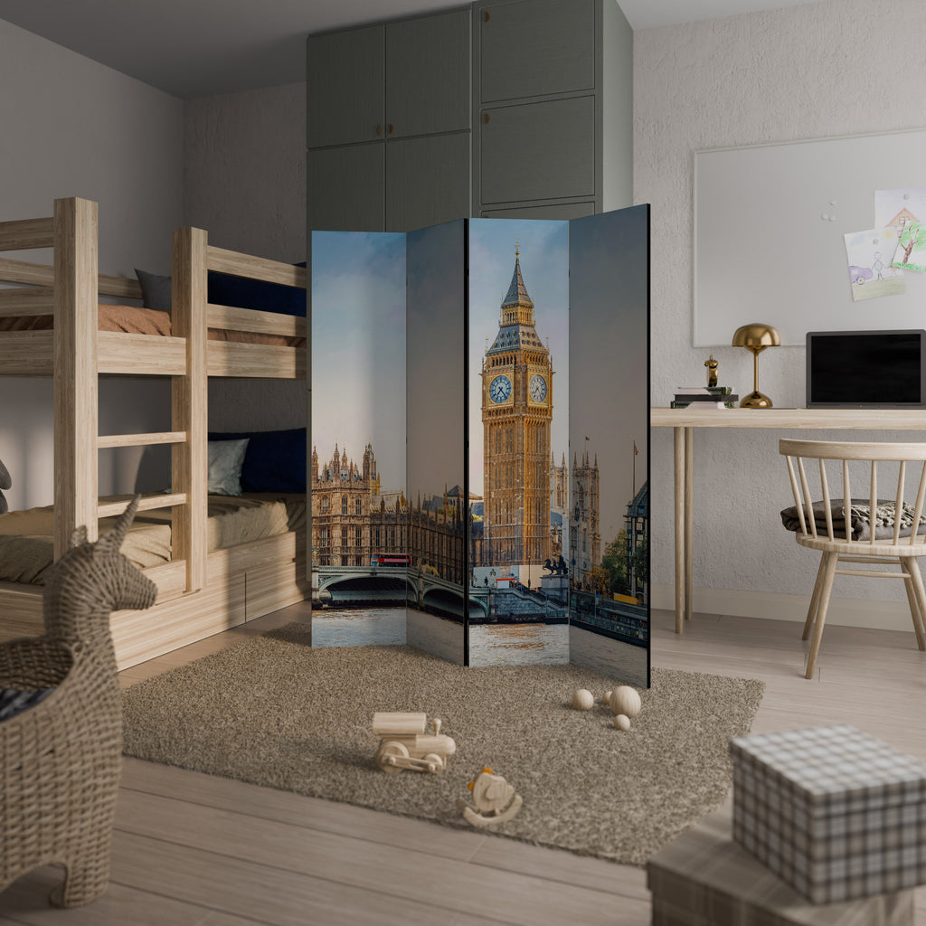 TIMELESS LONDON ELEGANCE Biombo Decorativo de 4 Painéis