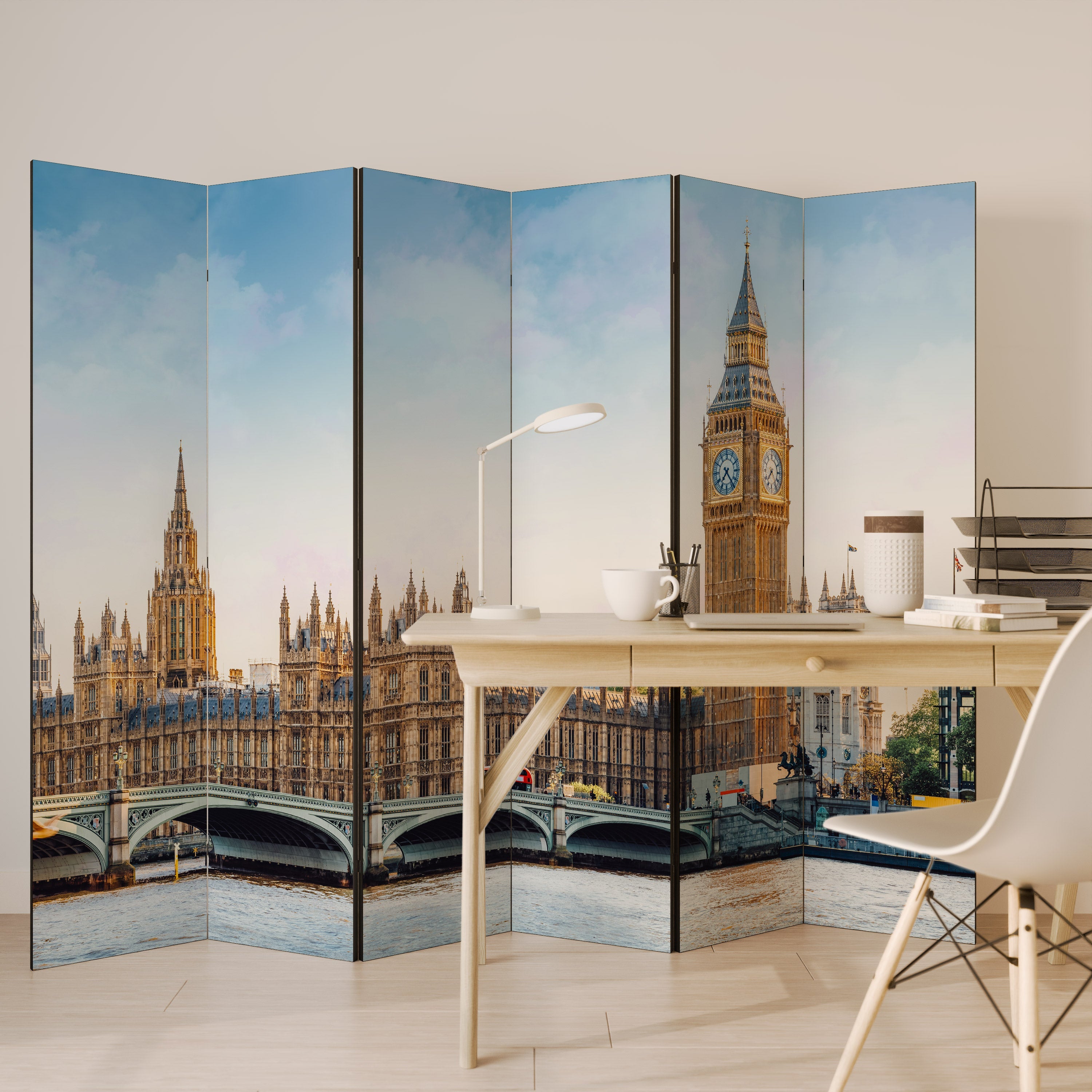 TIMELESS LONDON ELEGANCE Decorative 6-Panel Room Divider